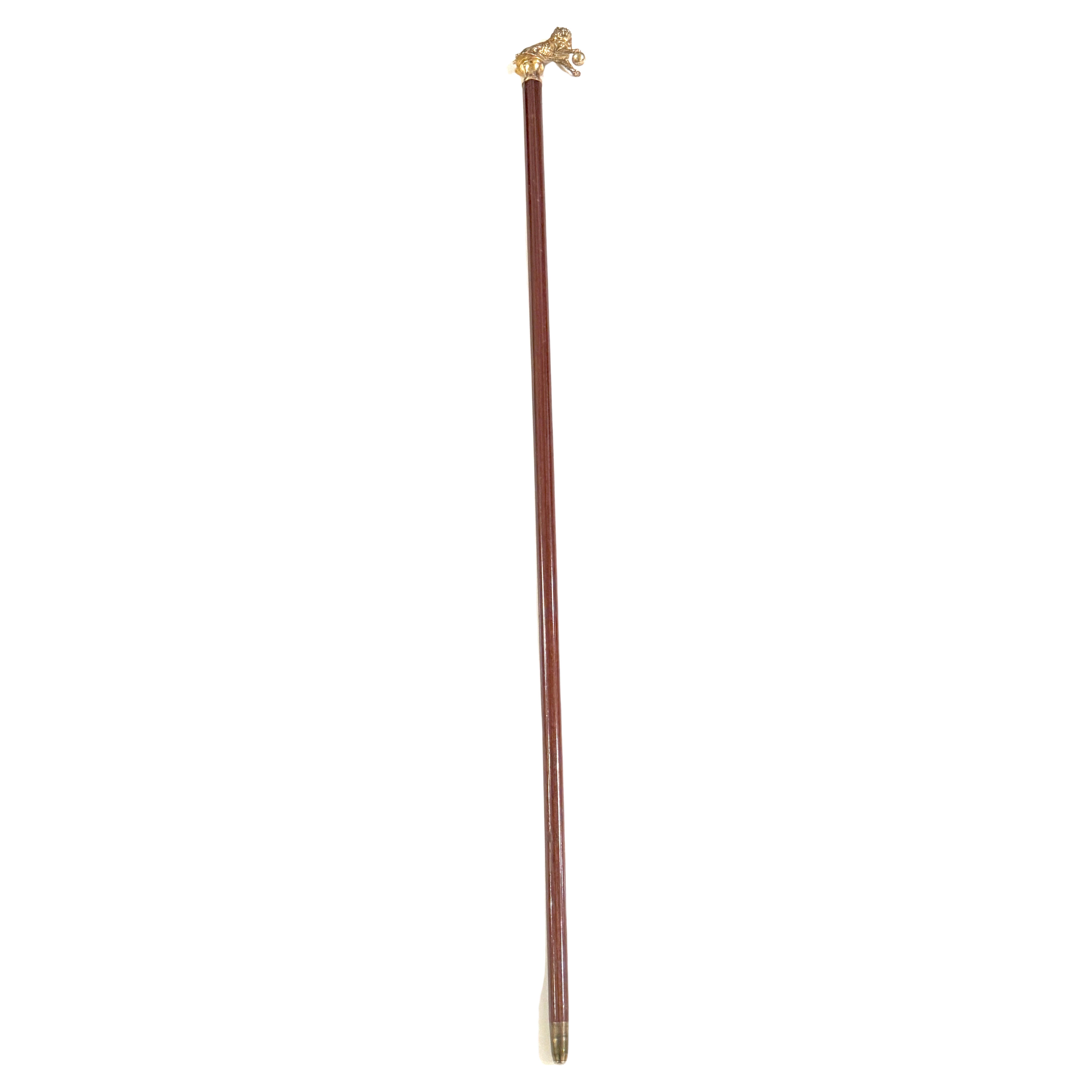 A.C. Silver. Silver Gilt 3-Dimensional Medici Lion & Orb Cane en vente