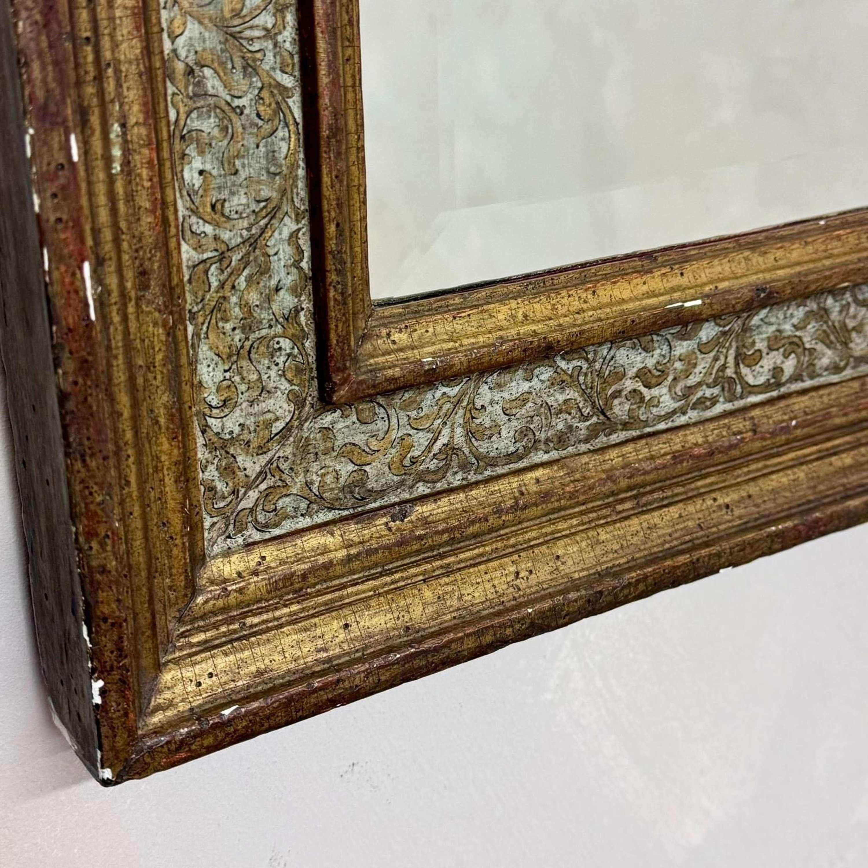 19th c Italian Hand Painted and Gilded Mirror In Good Condition In Southampton, GB