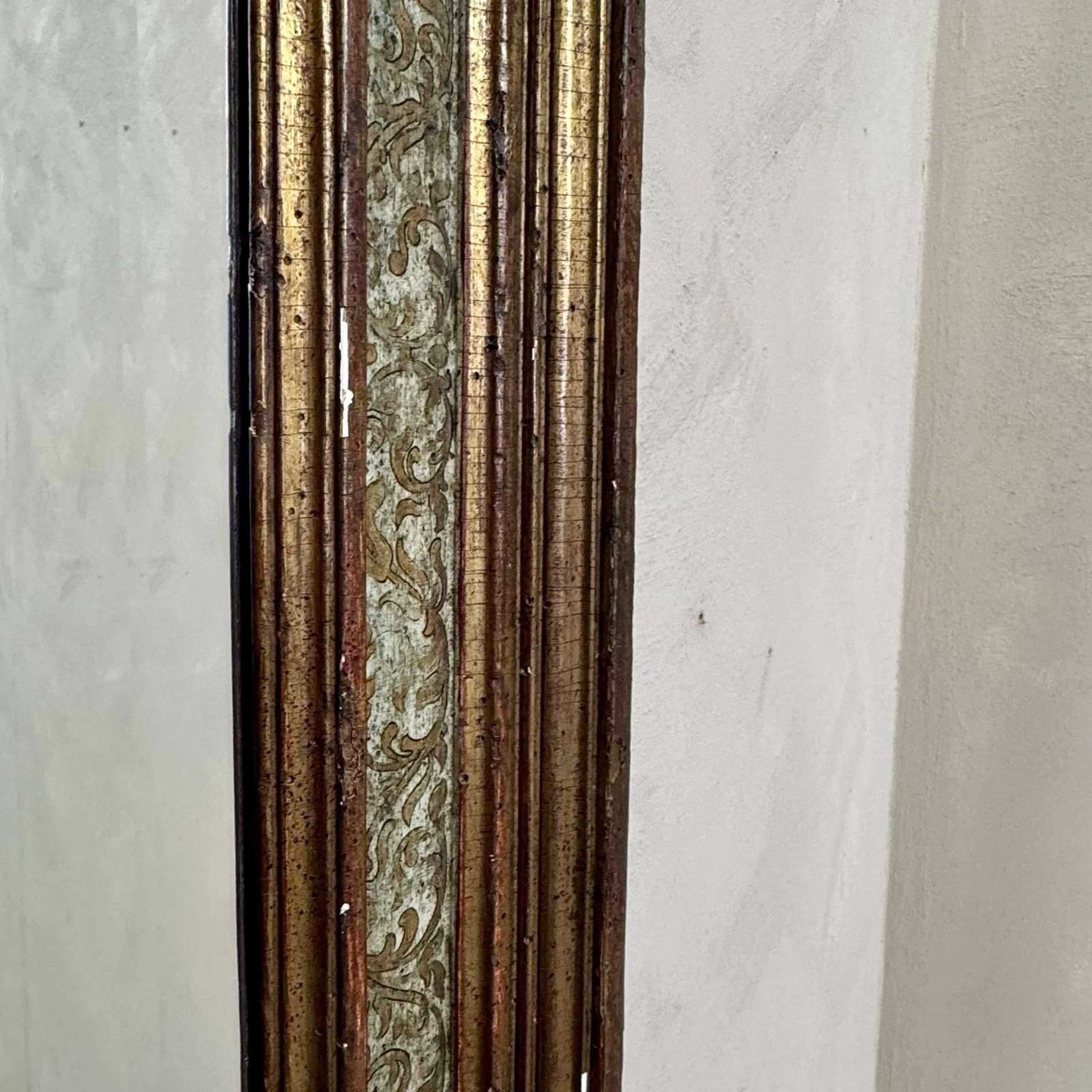 19th c Italian Hand Painted and Gilded Mirror For Sale 1