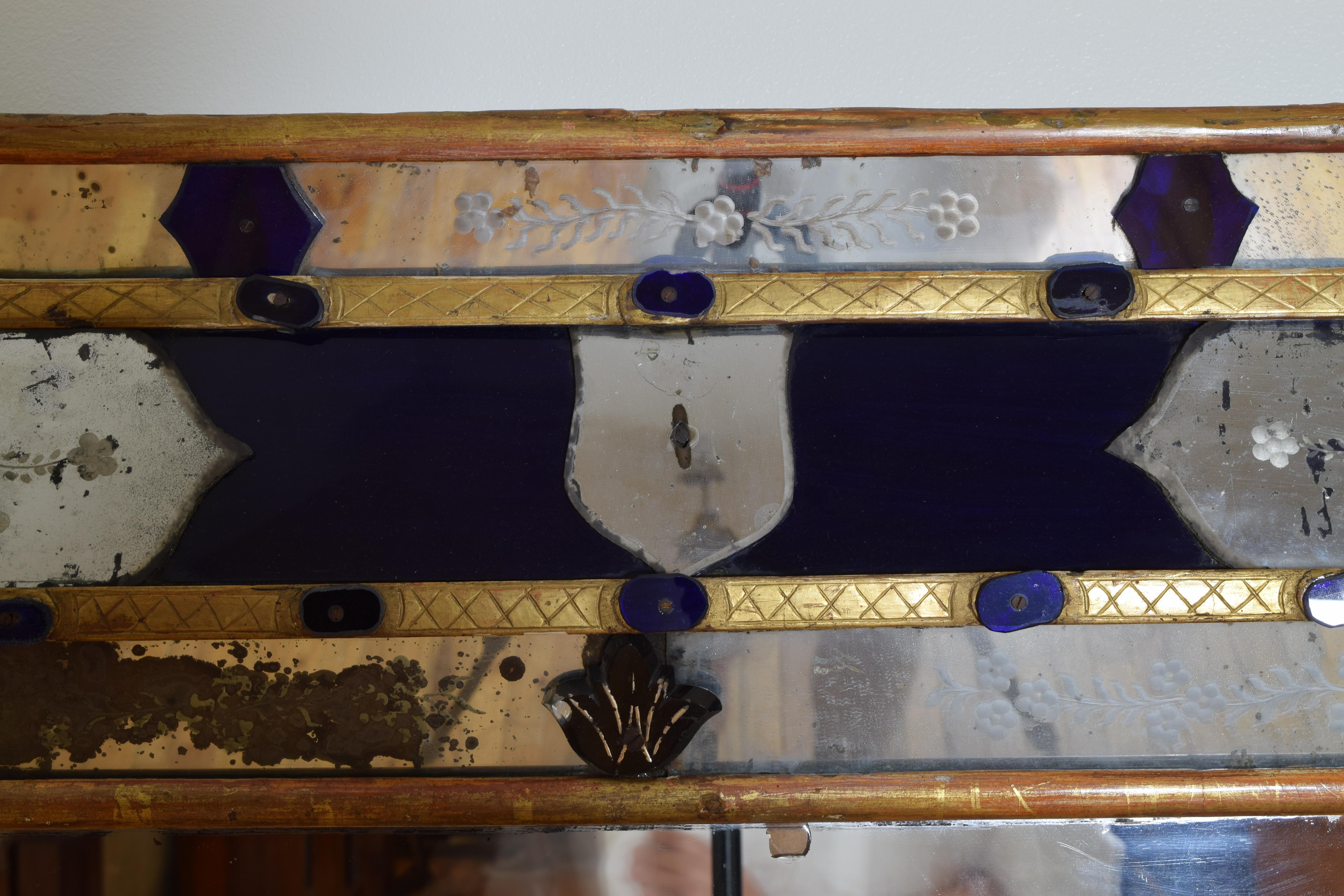 Italian Impressive Cobalt, Etched and Beveled Venetian Mirror, 19th Century 3