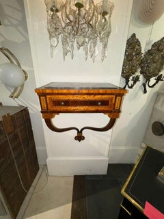 19th c. Italian Inlaid Mahogany Wall Console