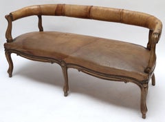 19th Century Italian Leather Settee Sofa