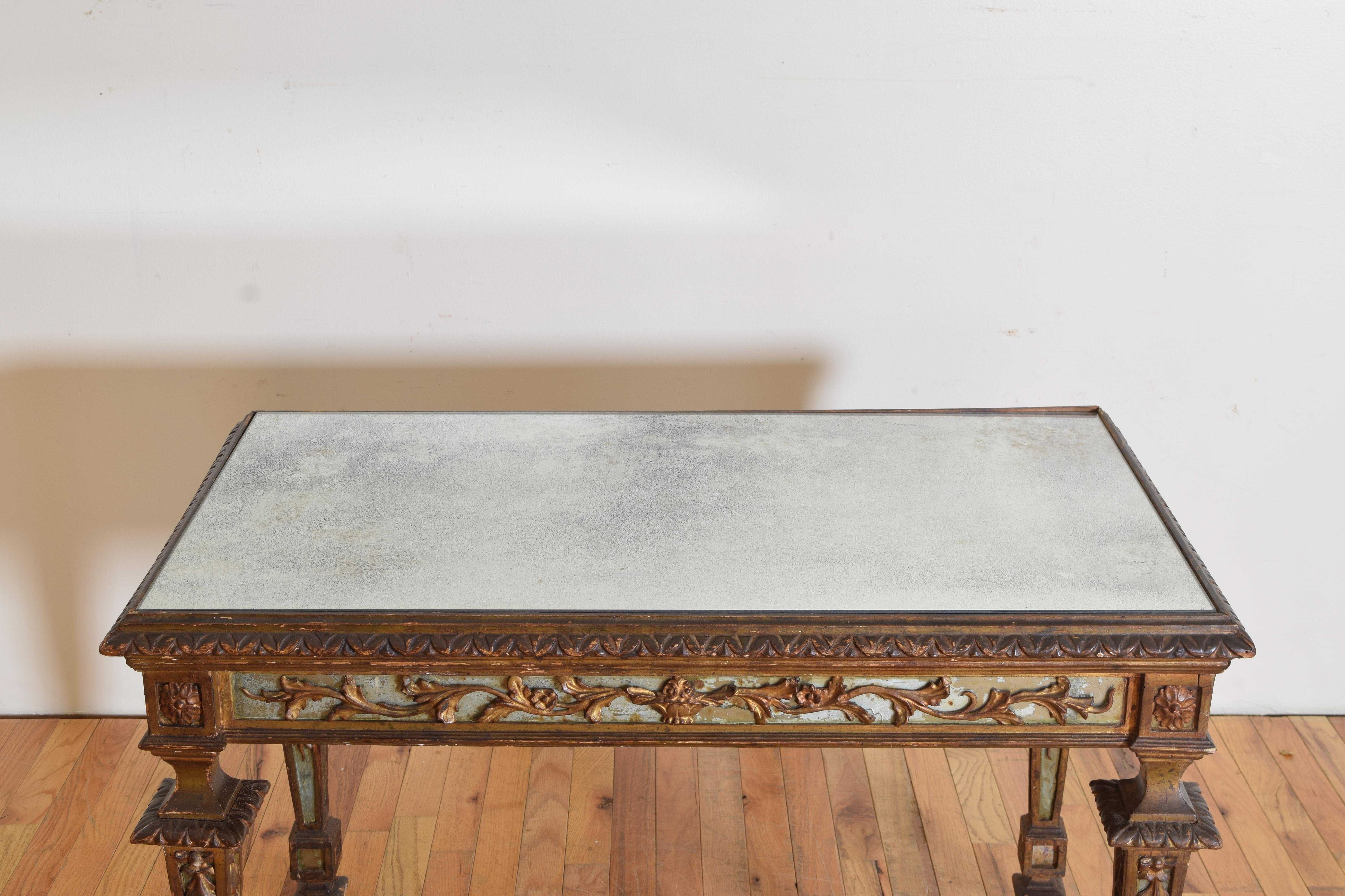19th C. Italian Louis XVI Style Giltwood, Painted and Mirrored Table 8