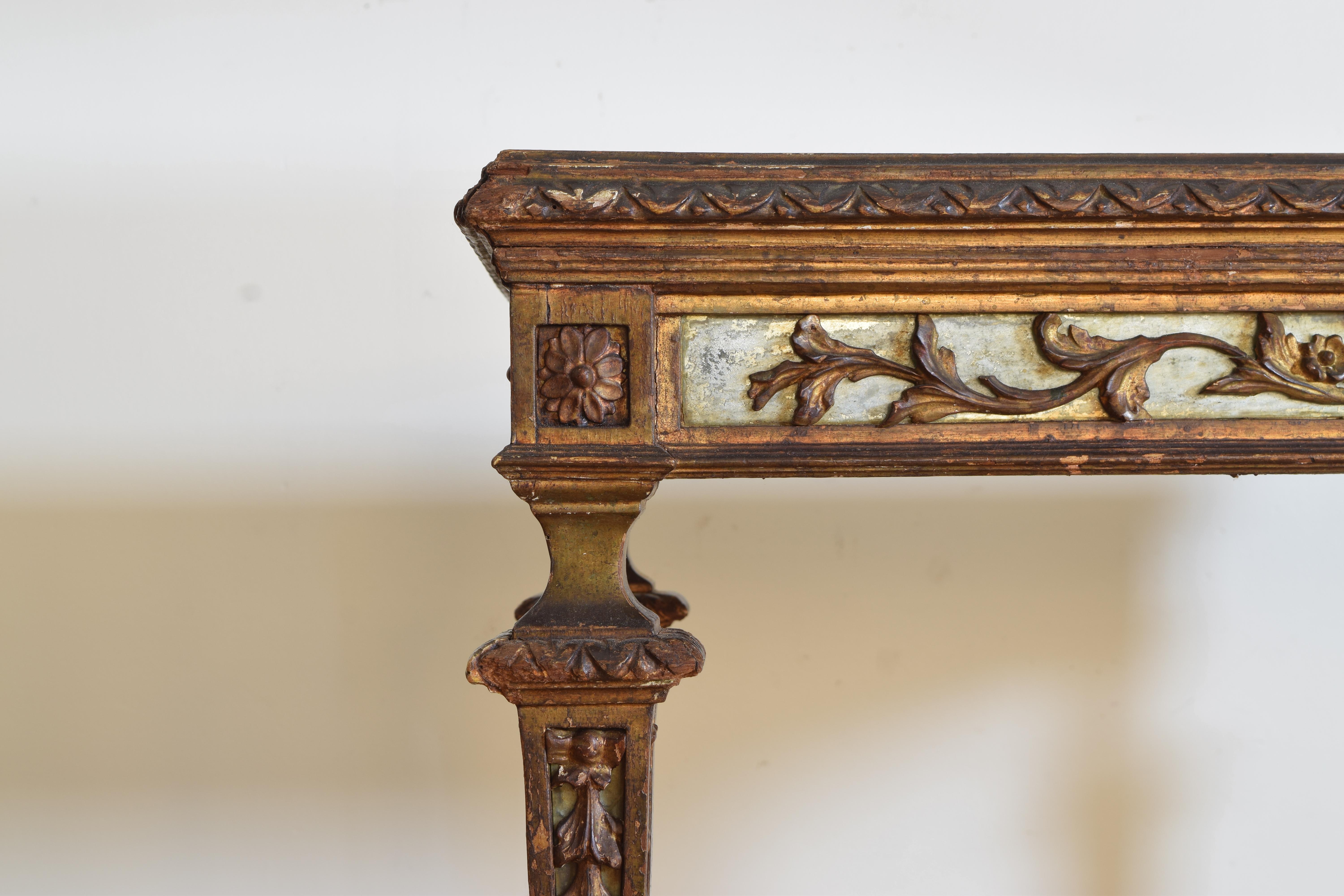 19th C. Italian Louis XVI Style Giltwood, Painted and Mirrored Table 1