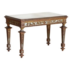 Antique 19th C. Italian Louis XVI Style Giltwood, Painted and Mirrored Table