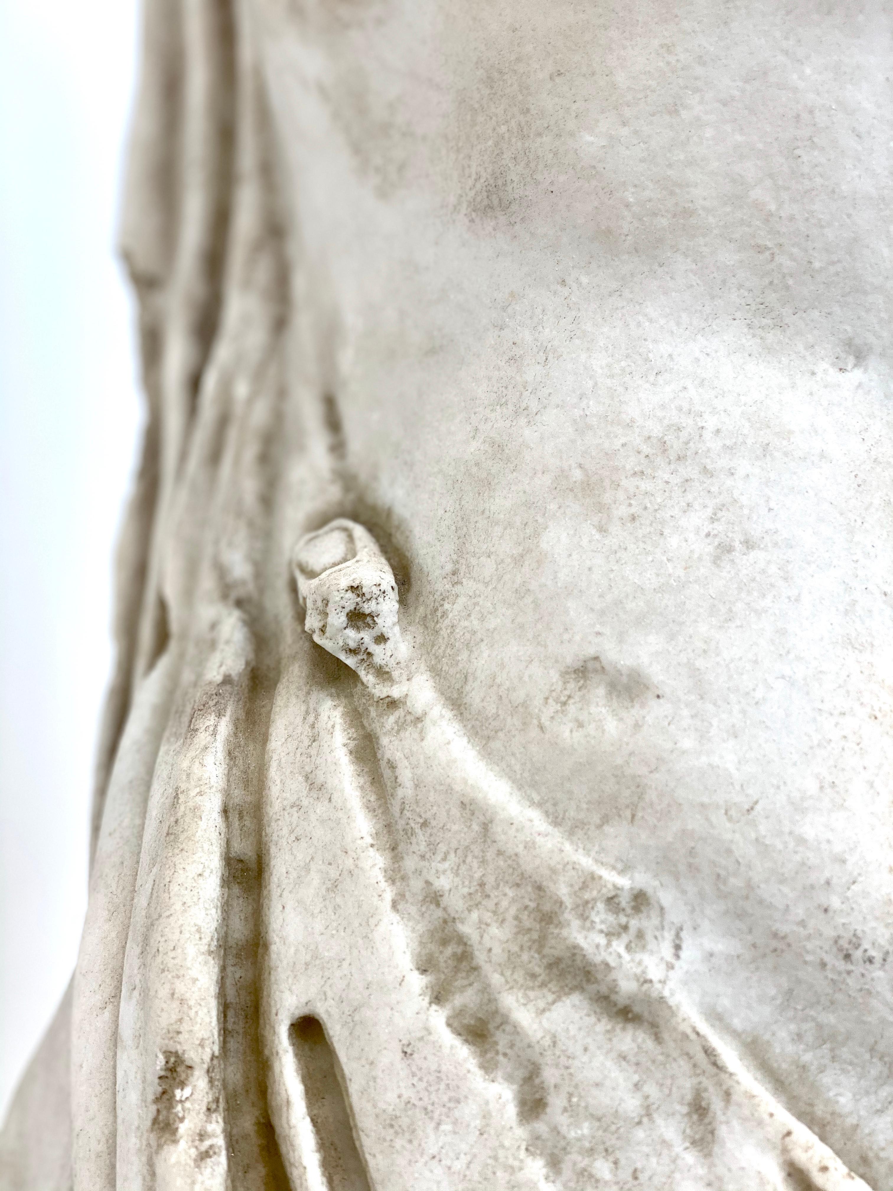 19th Century Italian Marble Female Torso on Steel Museum Mount In Good Condition In  Richmond, VA