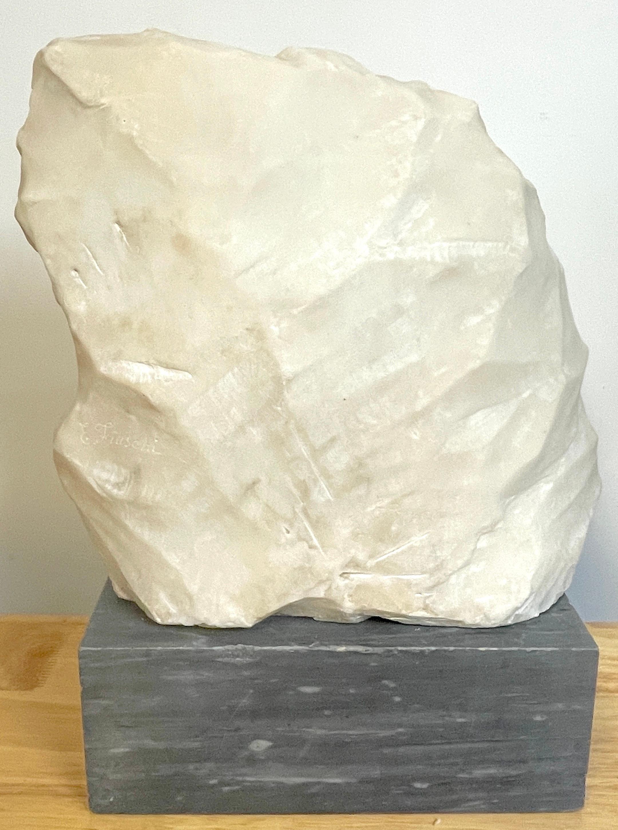 19th C. Italian Marble Relief of Romeo & Juliet, Signed E. Fiaschi, with Base In Good Condition For Sale In West Palm Beach, FL