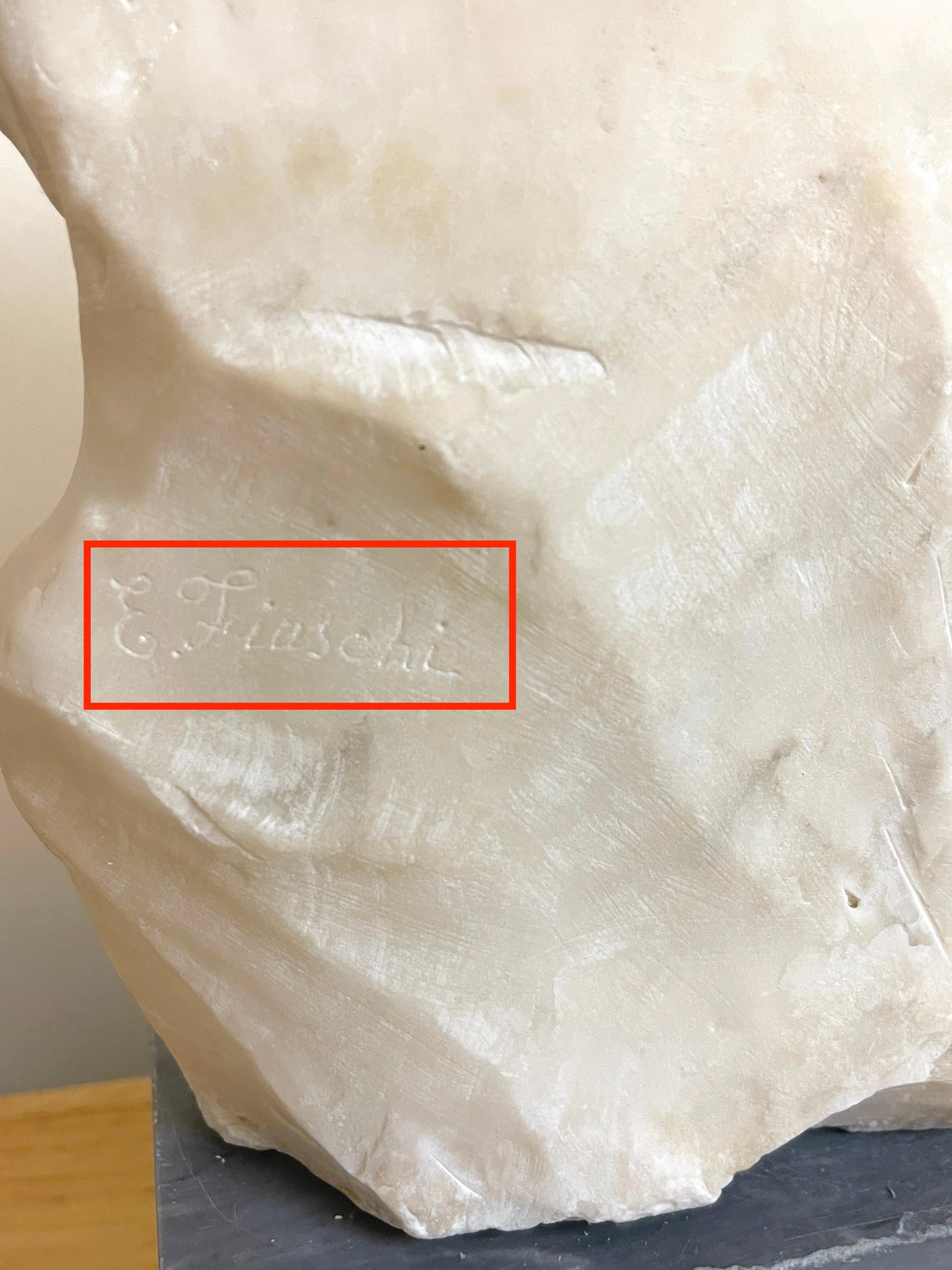 19th Century 19th C. Italian Marble Relief of Romeo & Juliet, Signed E. Fiaschi, with Base For Sale