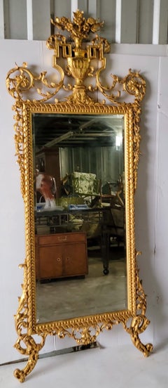 19th-C. Italian Neo-Classical Style Carved Water Gilt Mirrors, Pair