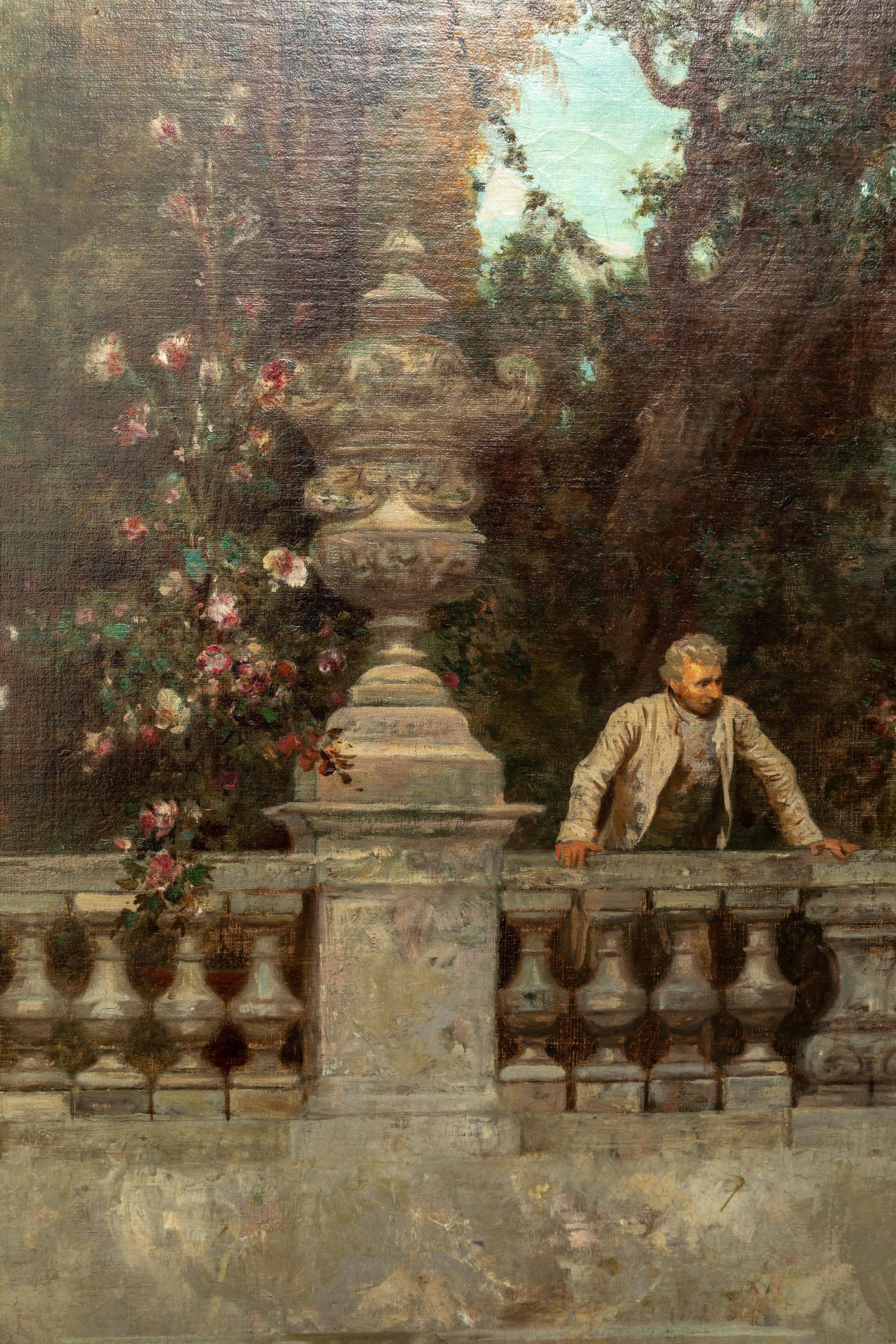 19th C. Italian Oil on Canvas Painting, 'Departure of the Guests', F. Beda im Angebot 4