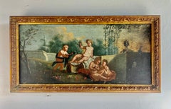 19th Century Continental Oil on Canvas with Putti in Giltwood Frame