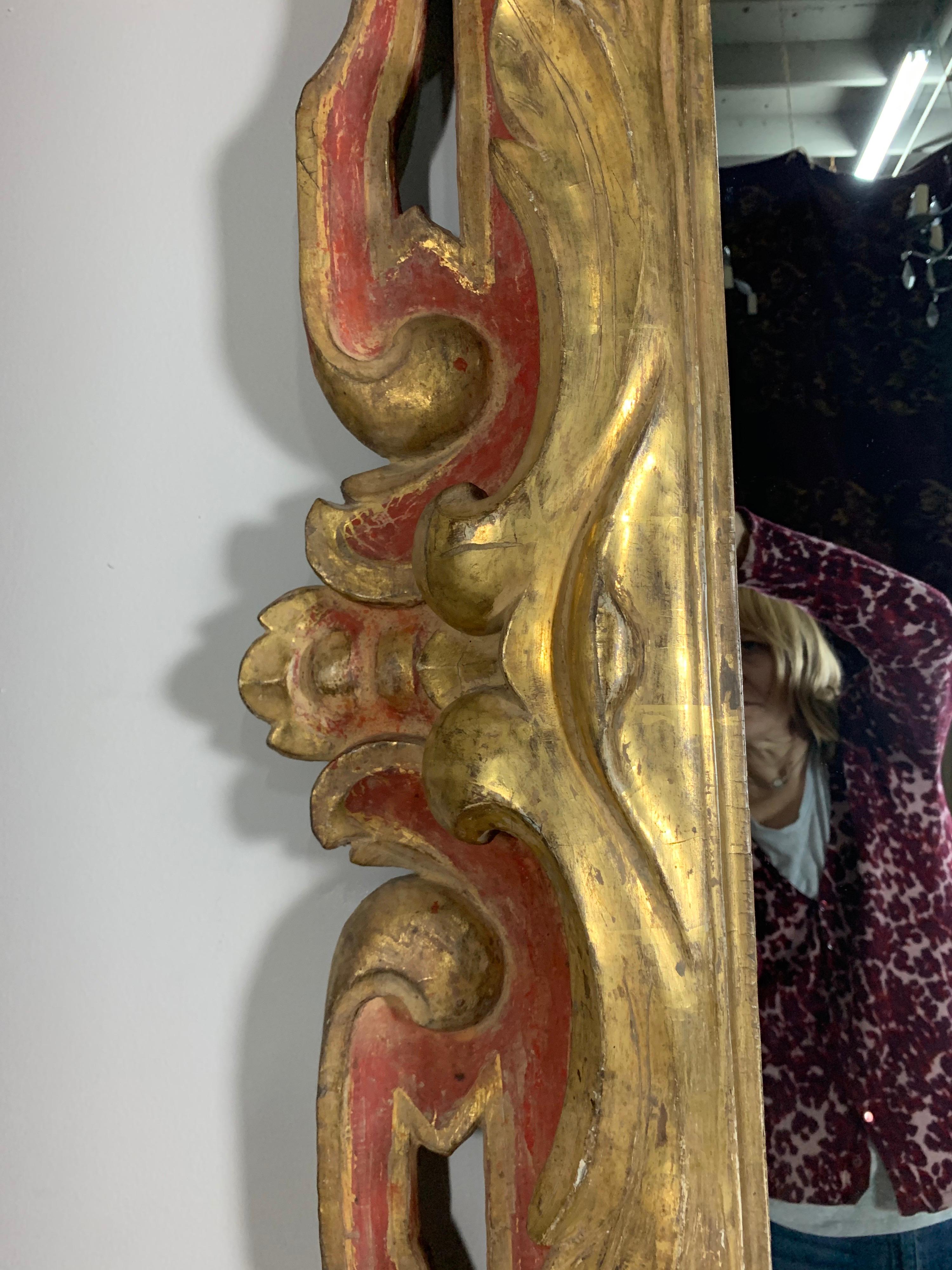 19th Century Italian Painted and Parcel-Gilt Mirror In Distressed Condition In Los Angeles, CA