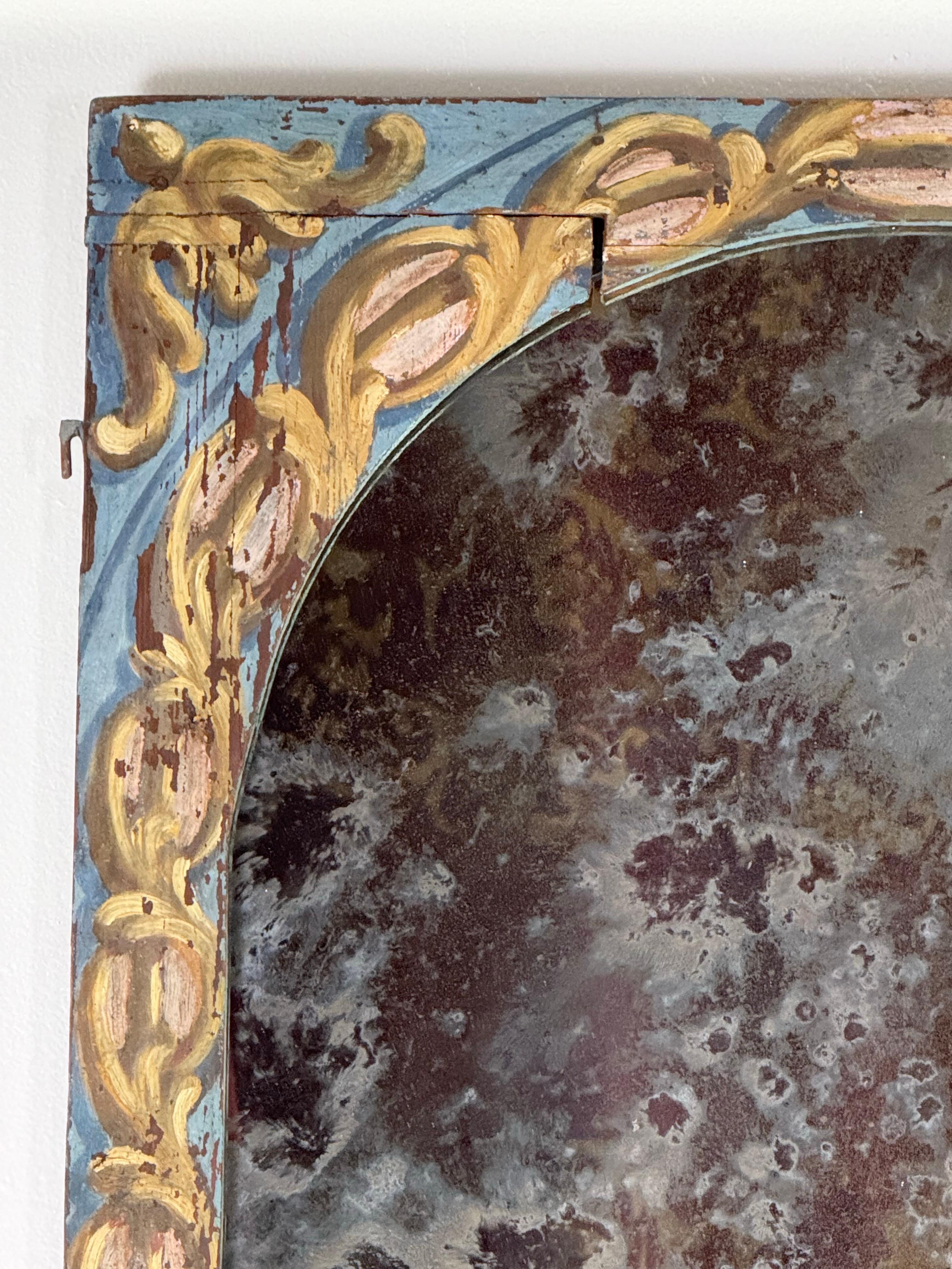 19th C. Italian Painted Mirror In Distressed Condition For Sale In Los Angeles, CA