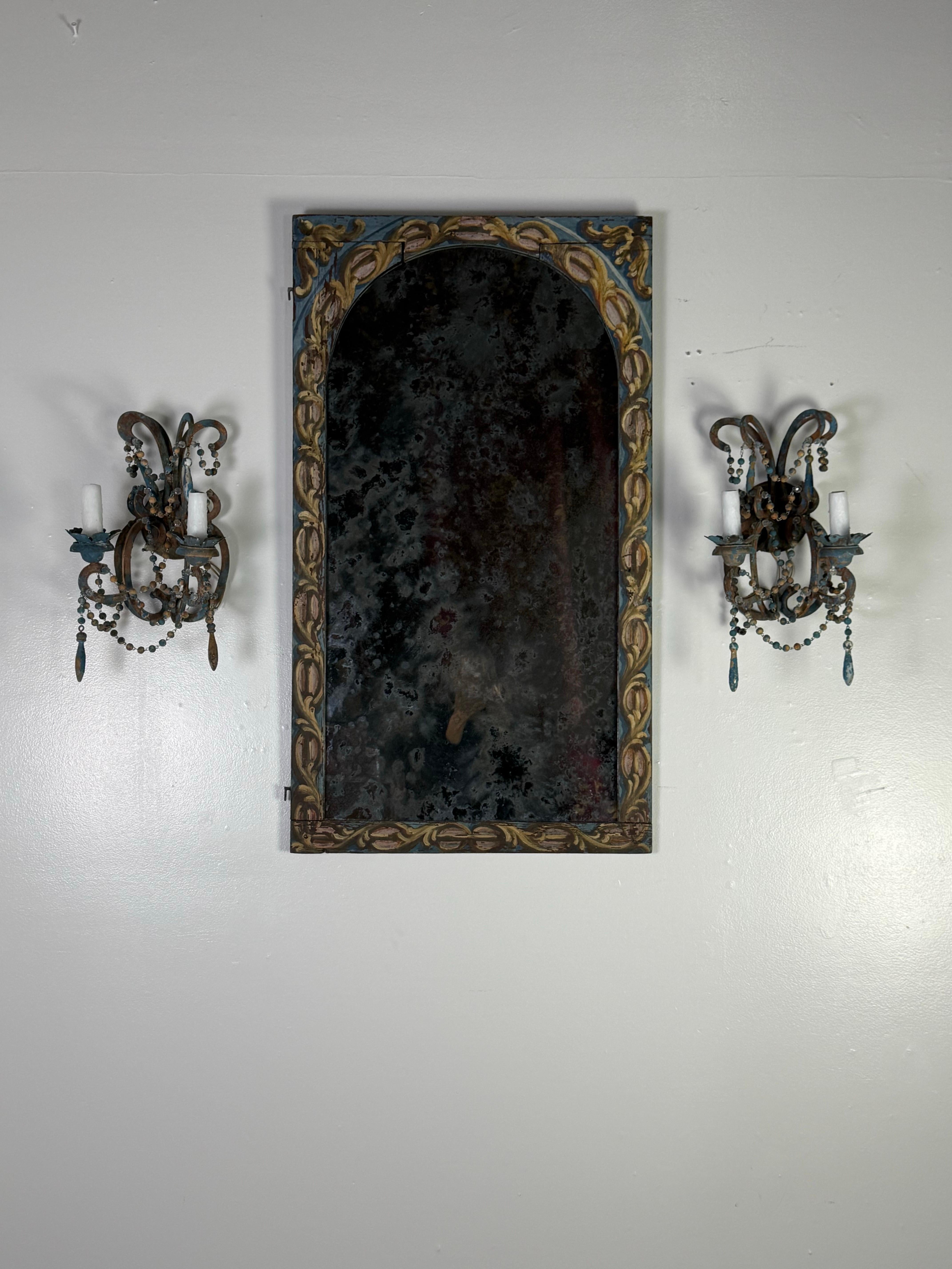 19th C. Italian Painted Mirror For Sale 4