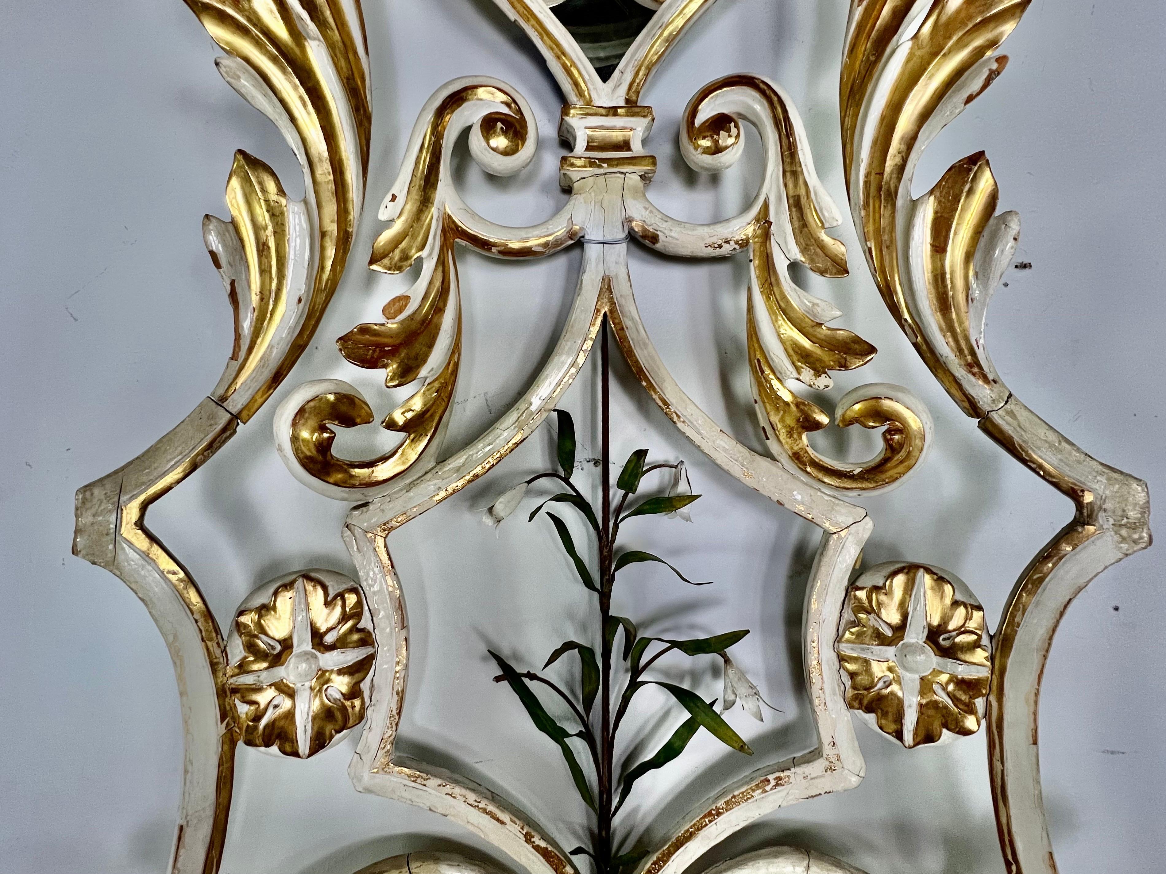 19th C. Italian Painted & Parcel Gilt Architectural Piece For Sale 8