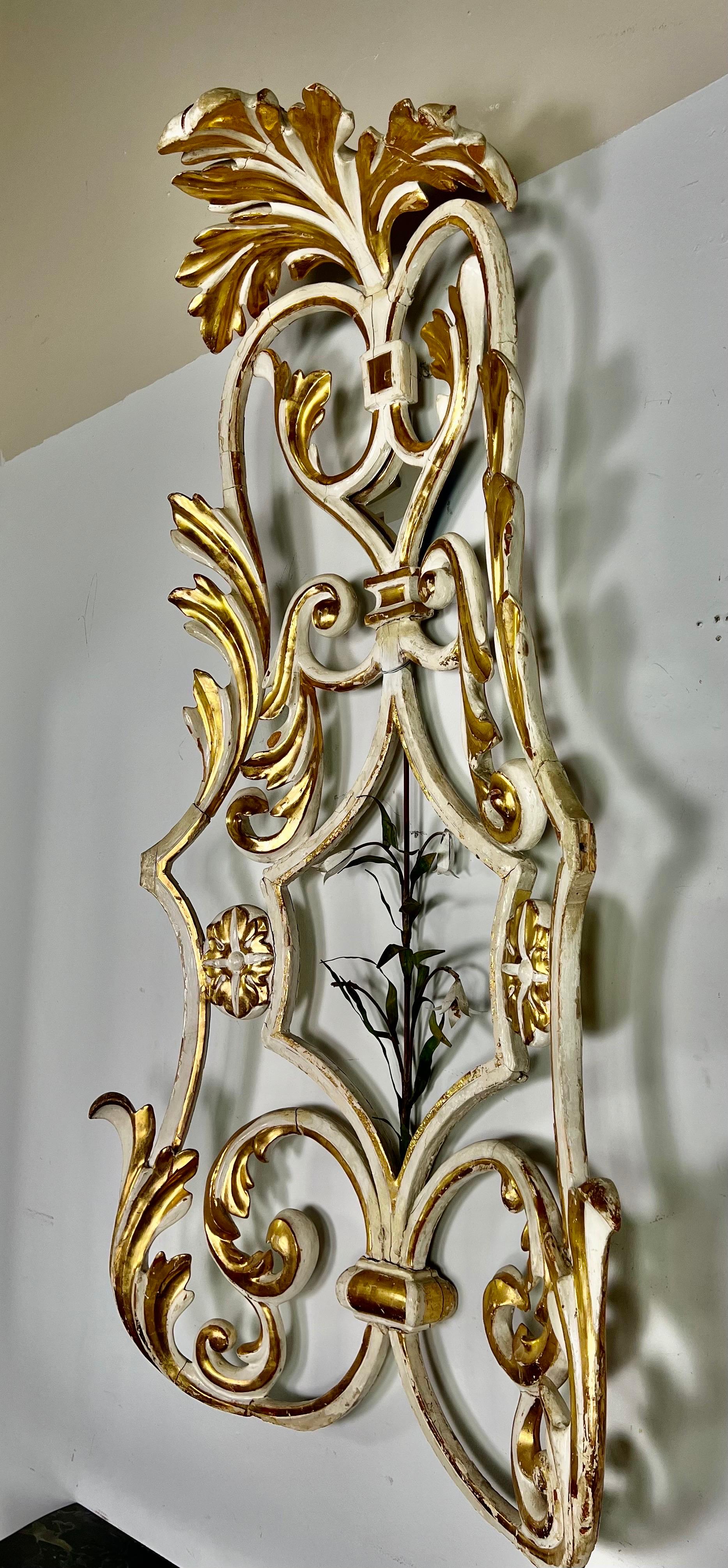19th C. Italian Painted & Parcel Gilt Architectural Piece For Sale 13