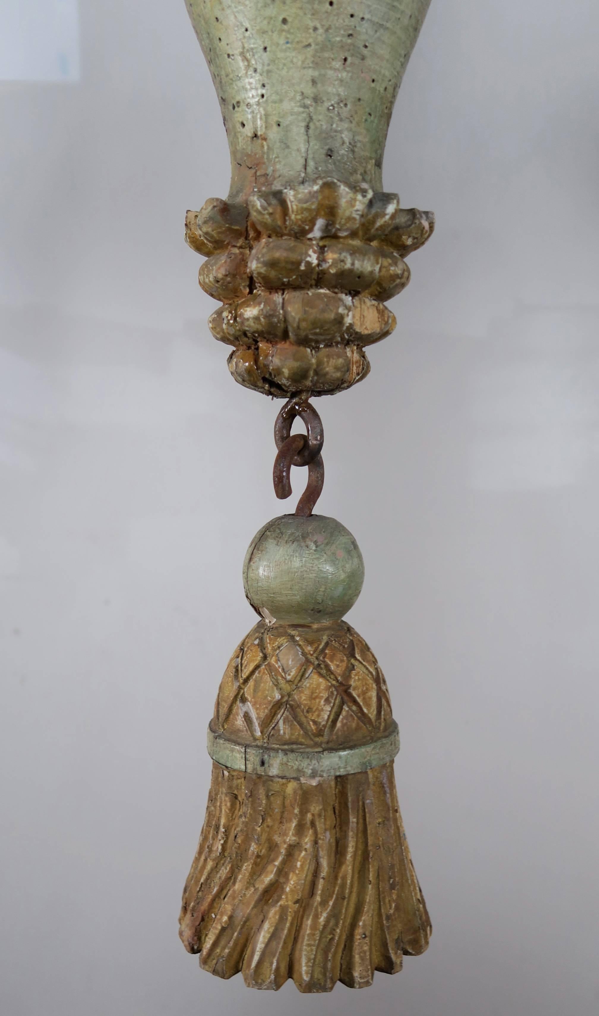 19th Century Italian Painted Wood and Iron Chandelier 3