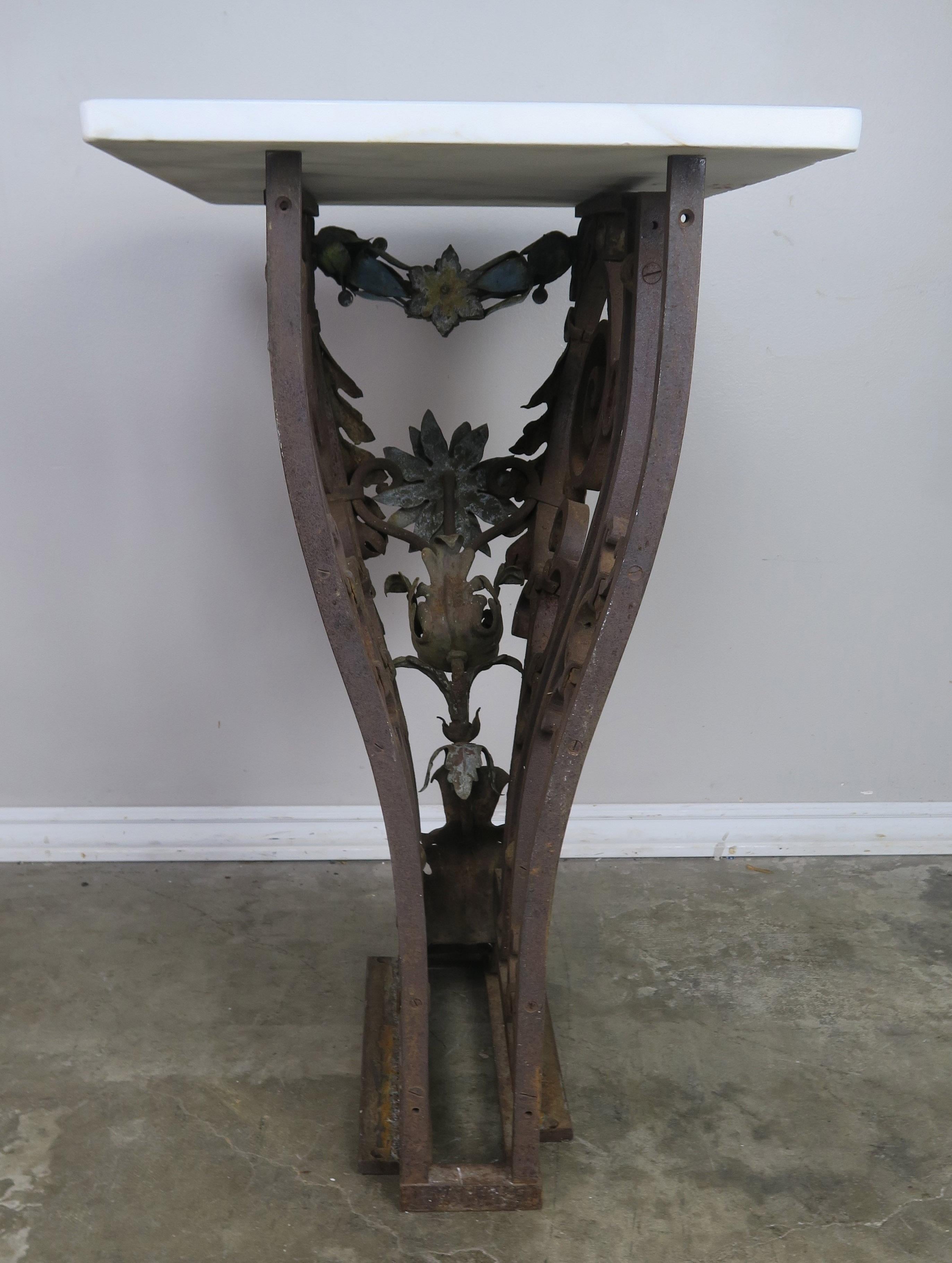 19th Century Italian Painted Wrought Iron Table with Carrara Marble Top 6