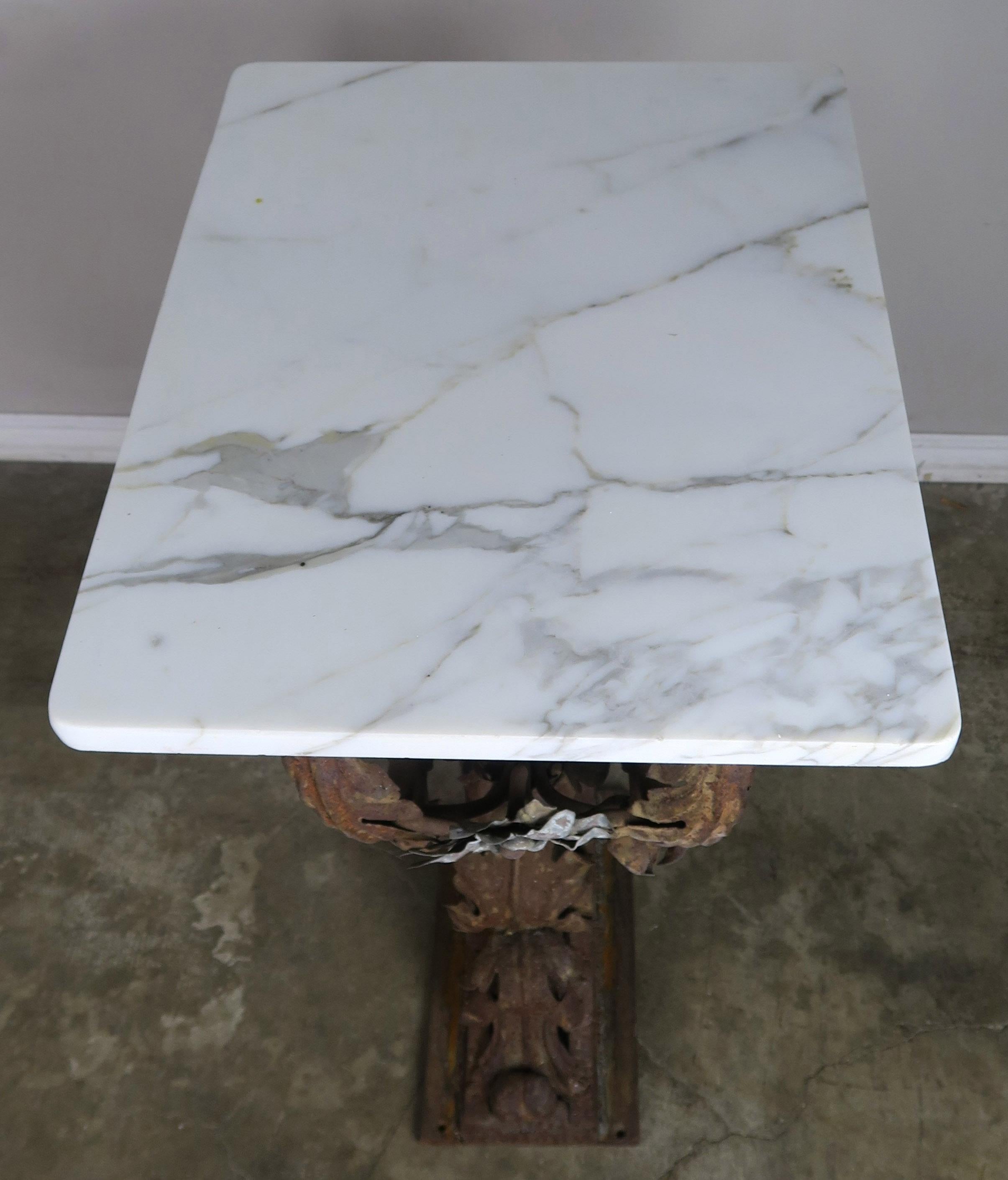 19th Century Italian Painted Wrought Iron Table with Carrara Marble Top 8