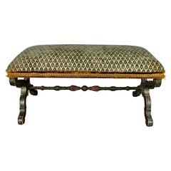 19th C. Italian Painted “X” Bench
