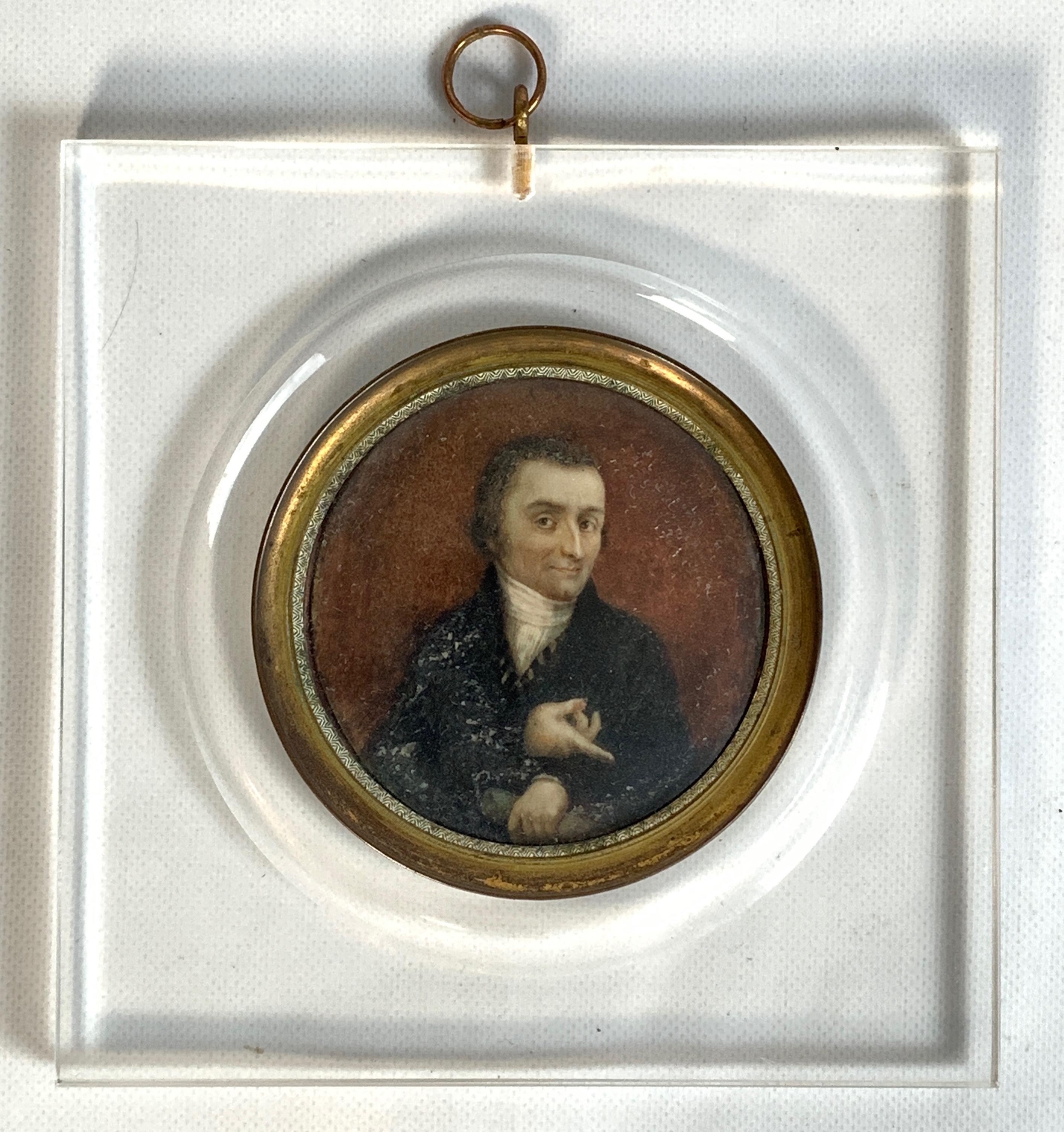 Hand-Painted 19th Century Italian Portrait Miniature