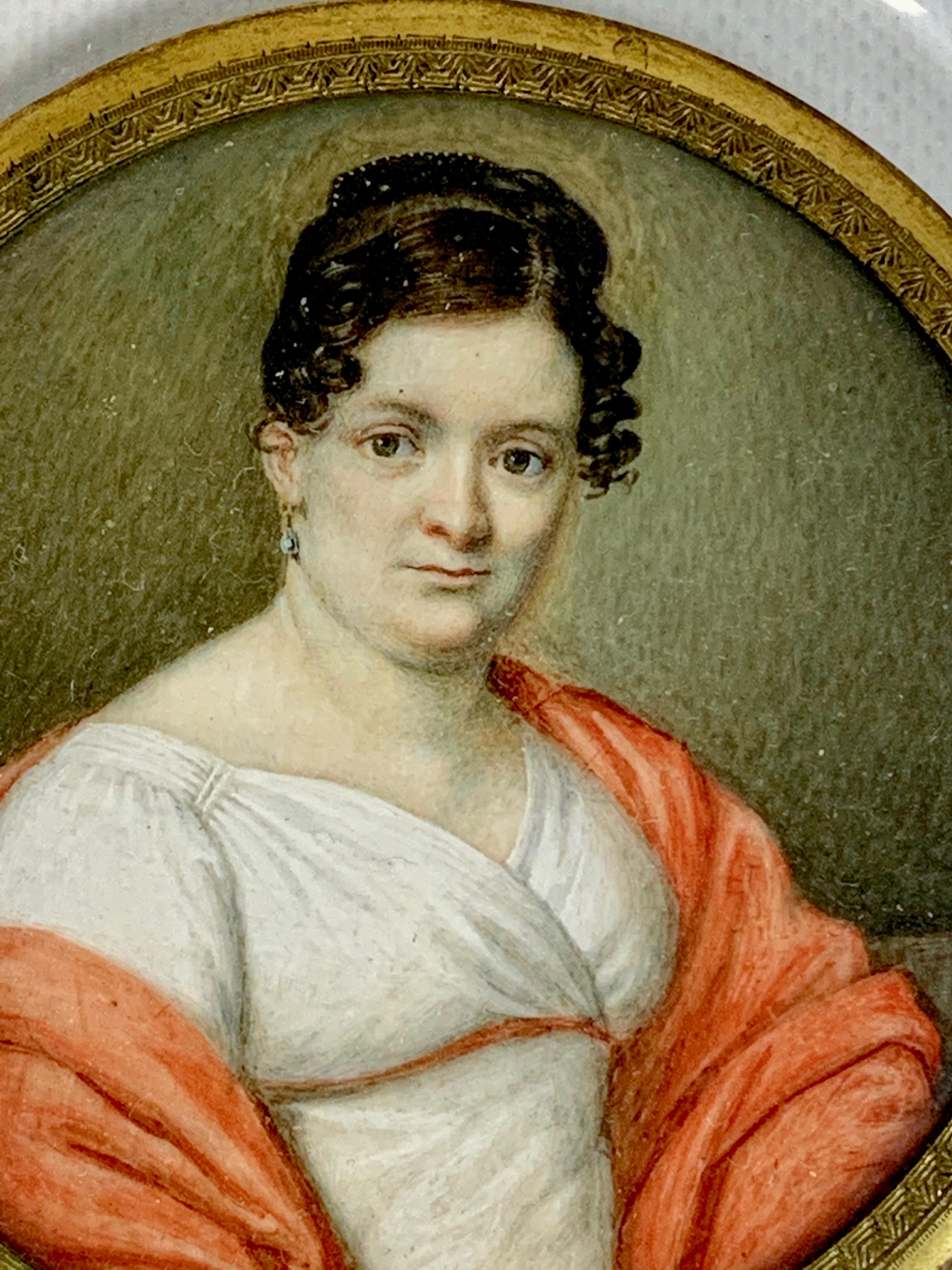 Hand-Painted 19th Century Italian Portrait Miniature