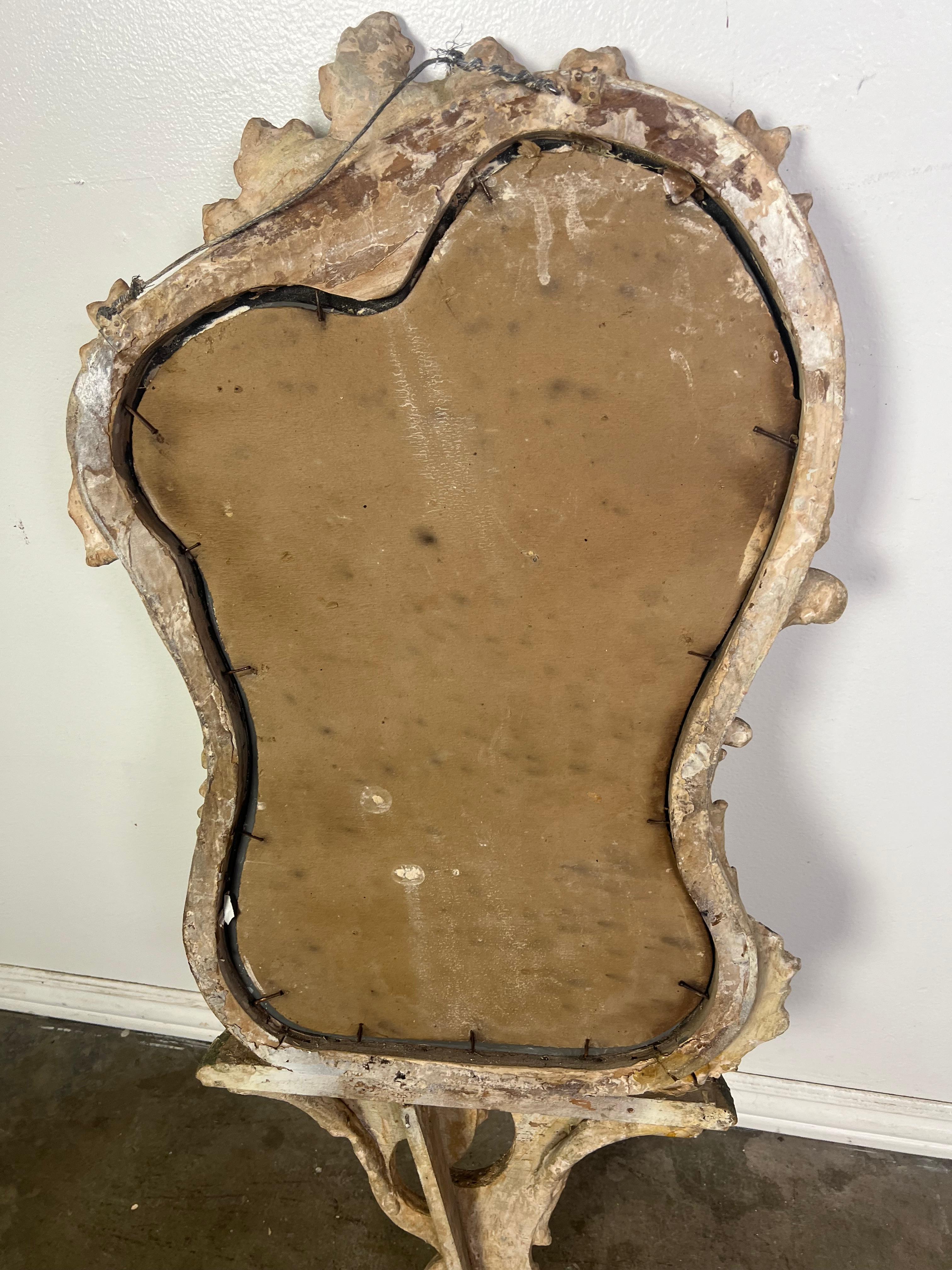 19th C. Italian Rococo Style Mirror w/ Attached Shelf 10