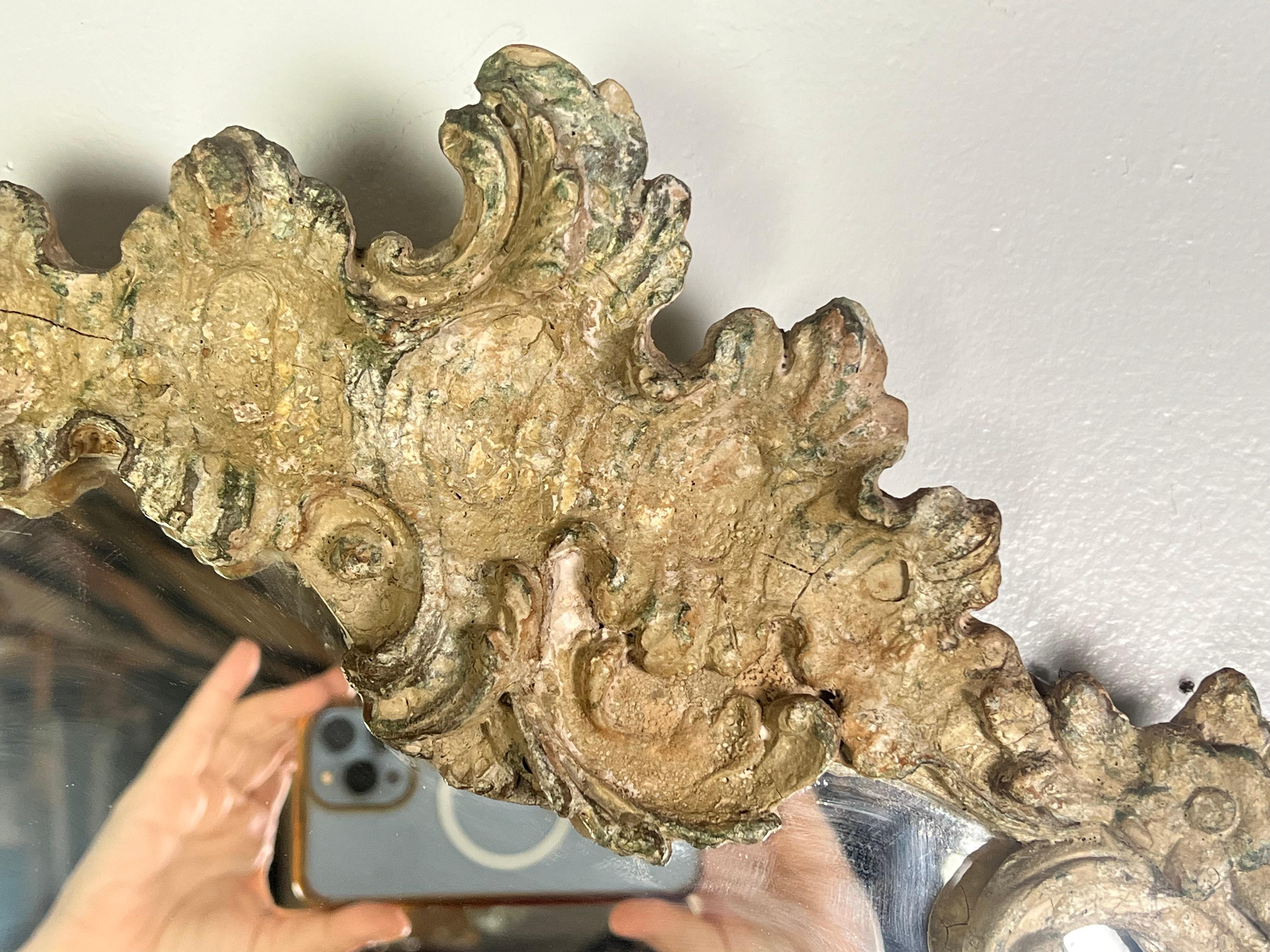 19th Century 19th C. Italian Rococo Style Mirror w/ Attached Shelf