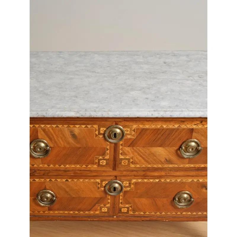 Italienische Rosenholz- und Marmor-Parkett-Truhe, 19. (Art déco) im Angebot