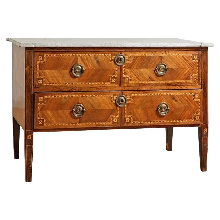 Italienische Rosenholz- und Marmor-Parkett-Truhe, 19. im Angebot