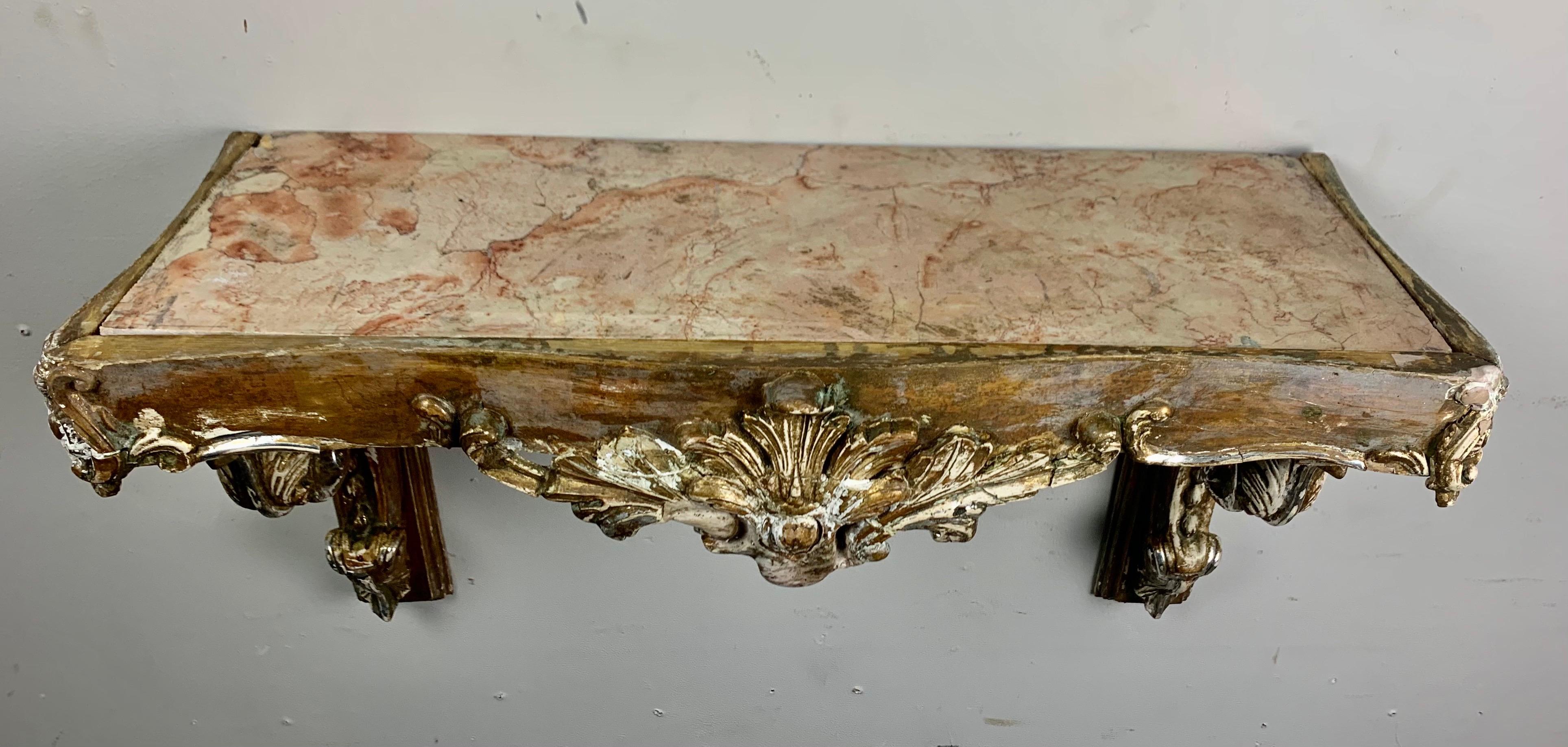 Baroque 19th Century Italian Shelf with Marble top