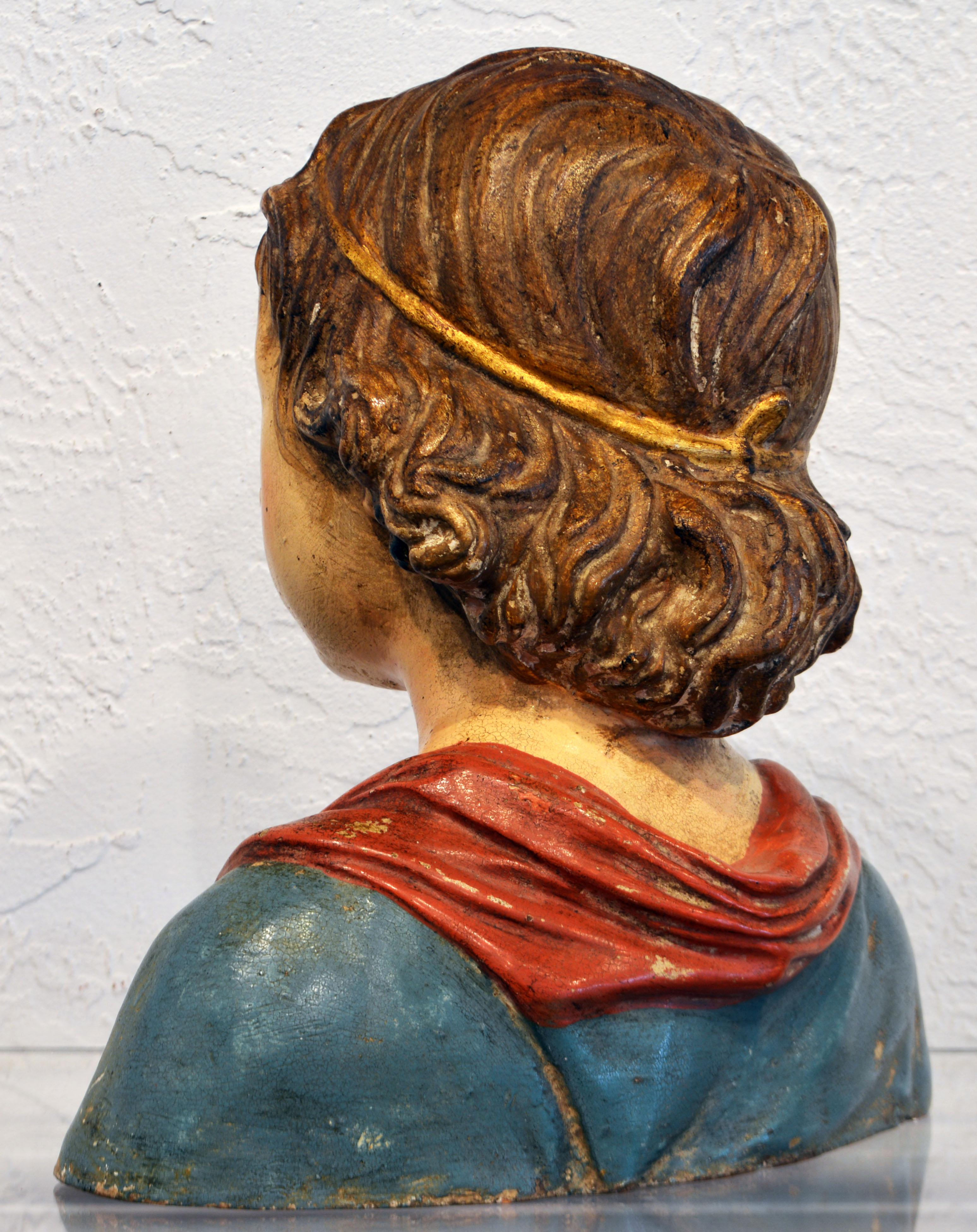 Renaissance 19th C. Italian Terracotta Bust of a Young Boy After Andrea Della Robbia