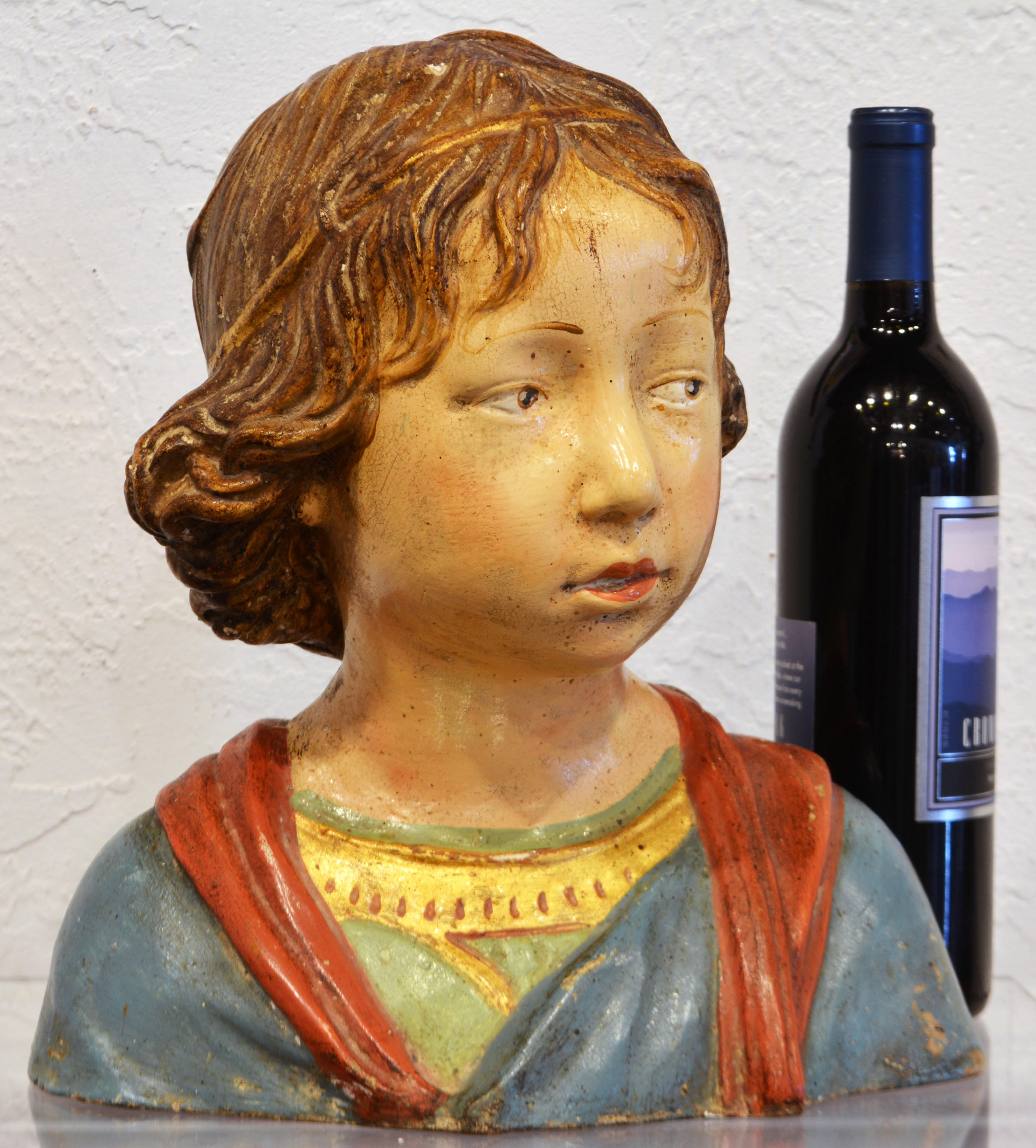 19th Century 19th C. Italian Terracotta Bust of a Young Boy After Andrea Della Robbia