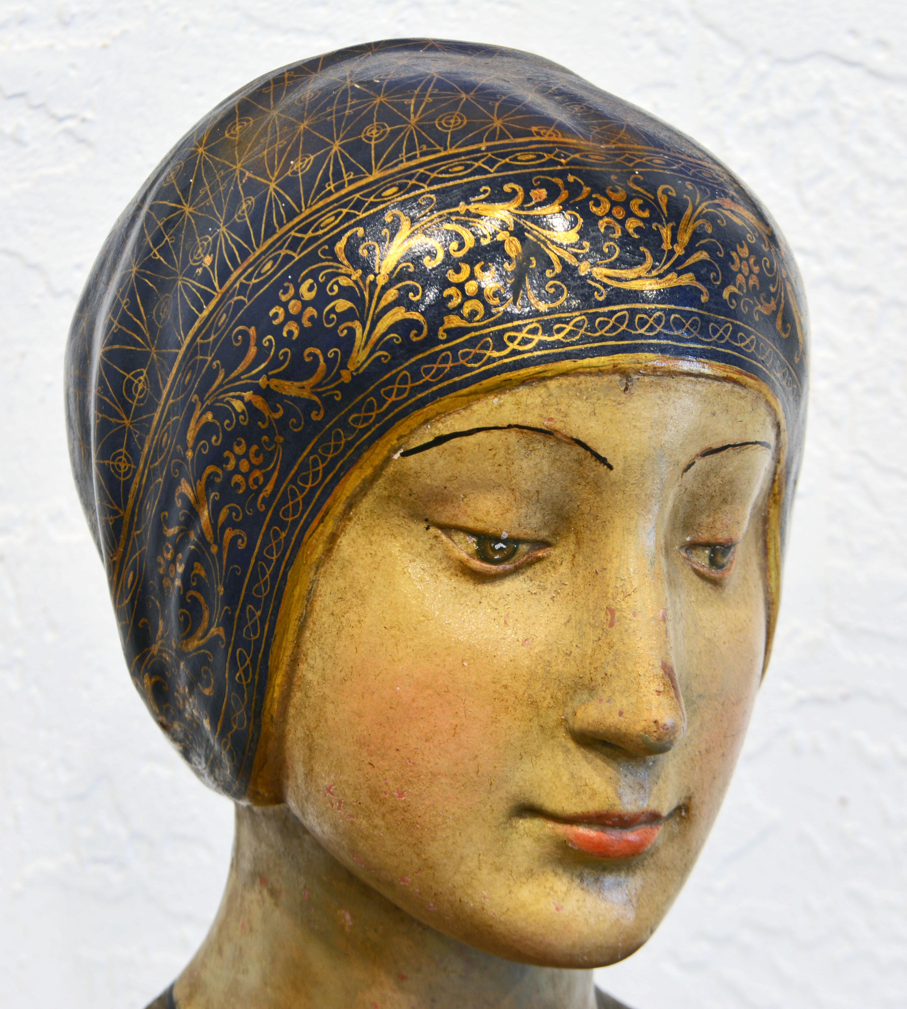 19th Century 19th C. Italian Terracotta Bust of Isabella of Aragon After Francesco de Laurana