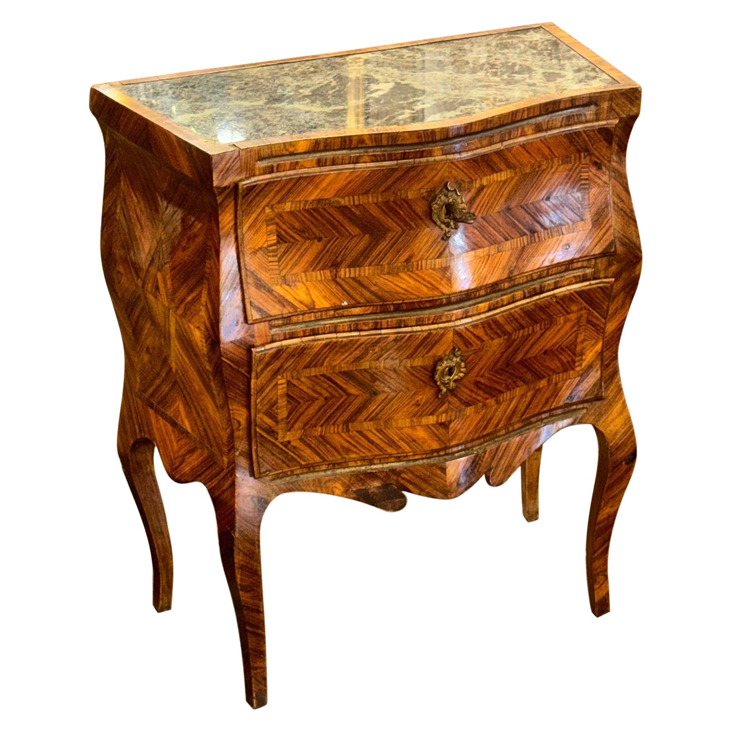 19th c. Italian Walnut Bombe Side Table For Sale