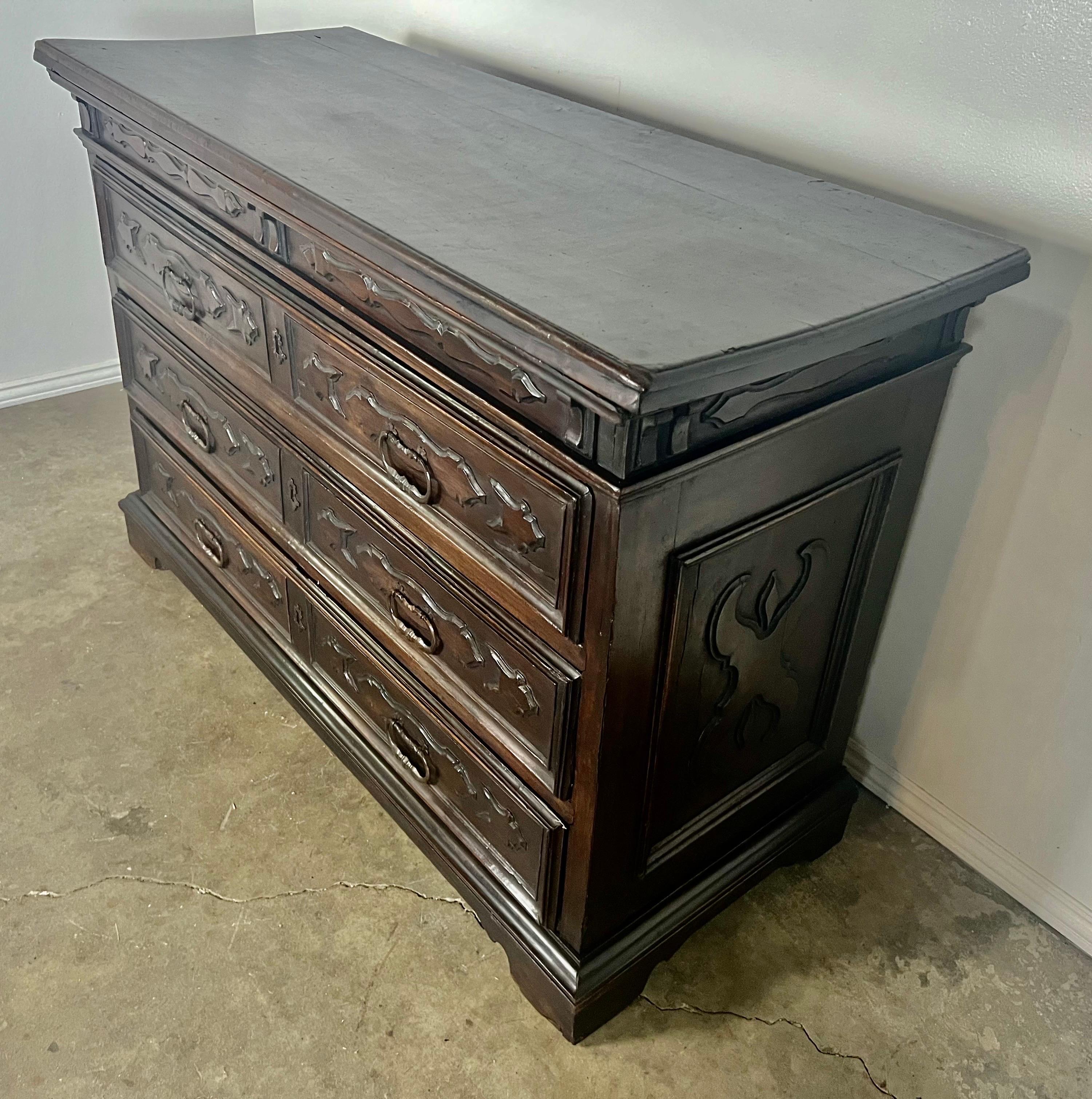 19th C. Italian Walnut Chest of Drawers For Sale 8