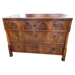 19th C. Italian Walnut Empire Chest of Drawers with Walnut Veneer