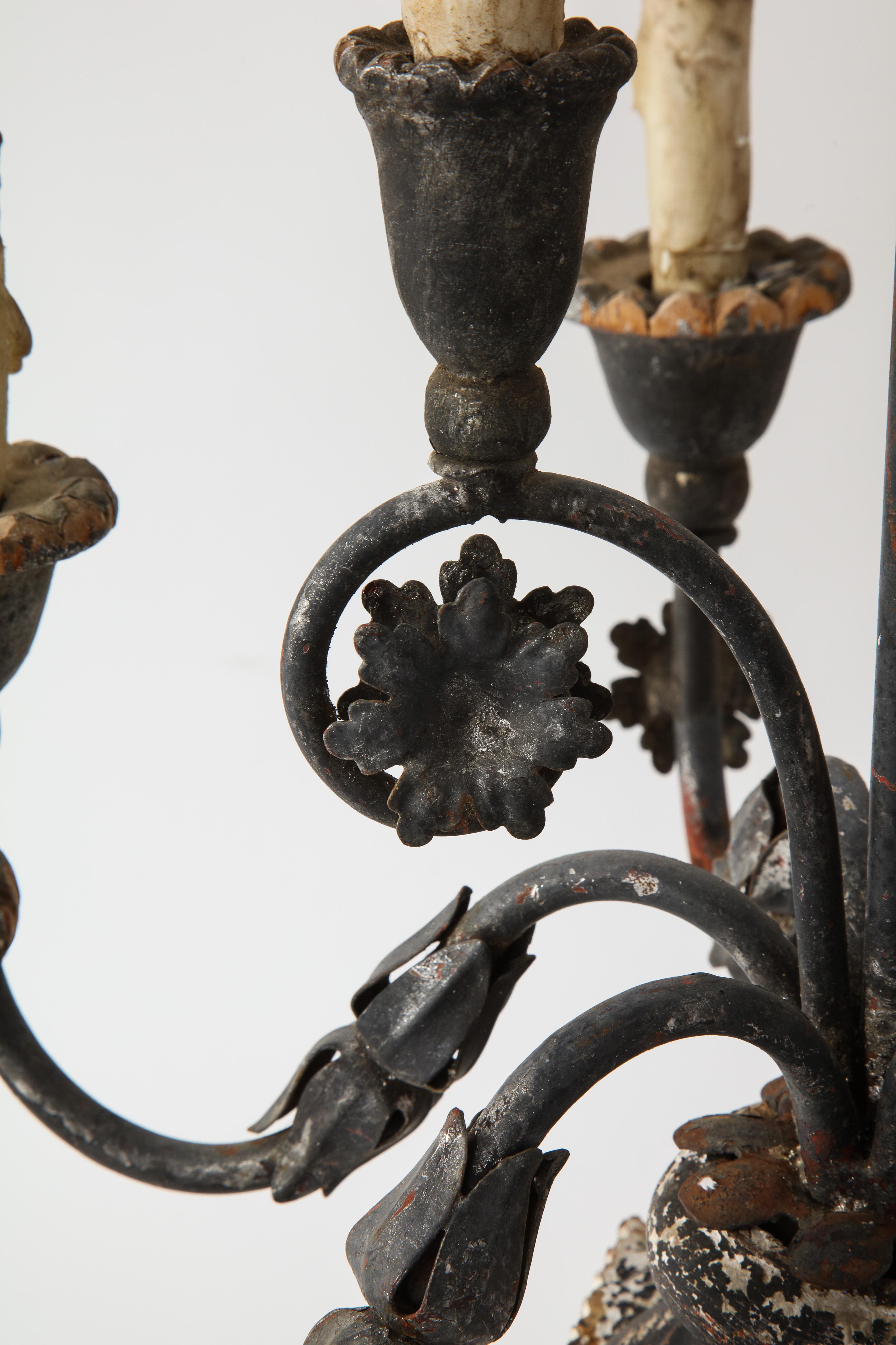 19th Century Italian Wood and Gesso 10-Light Candelabra, Electrified For Sale 7