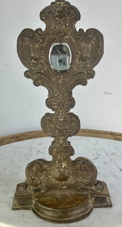 19th C. Italian Wood & Metal Embossed Relicquary