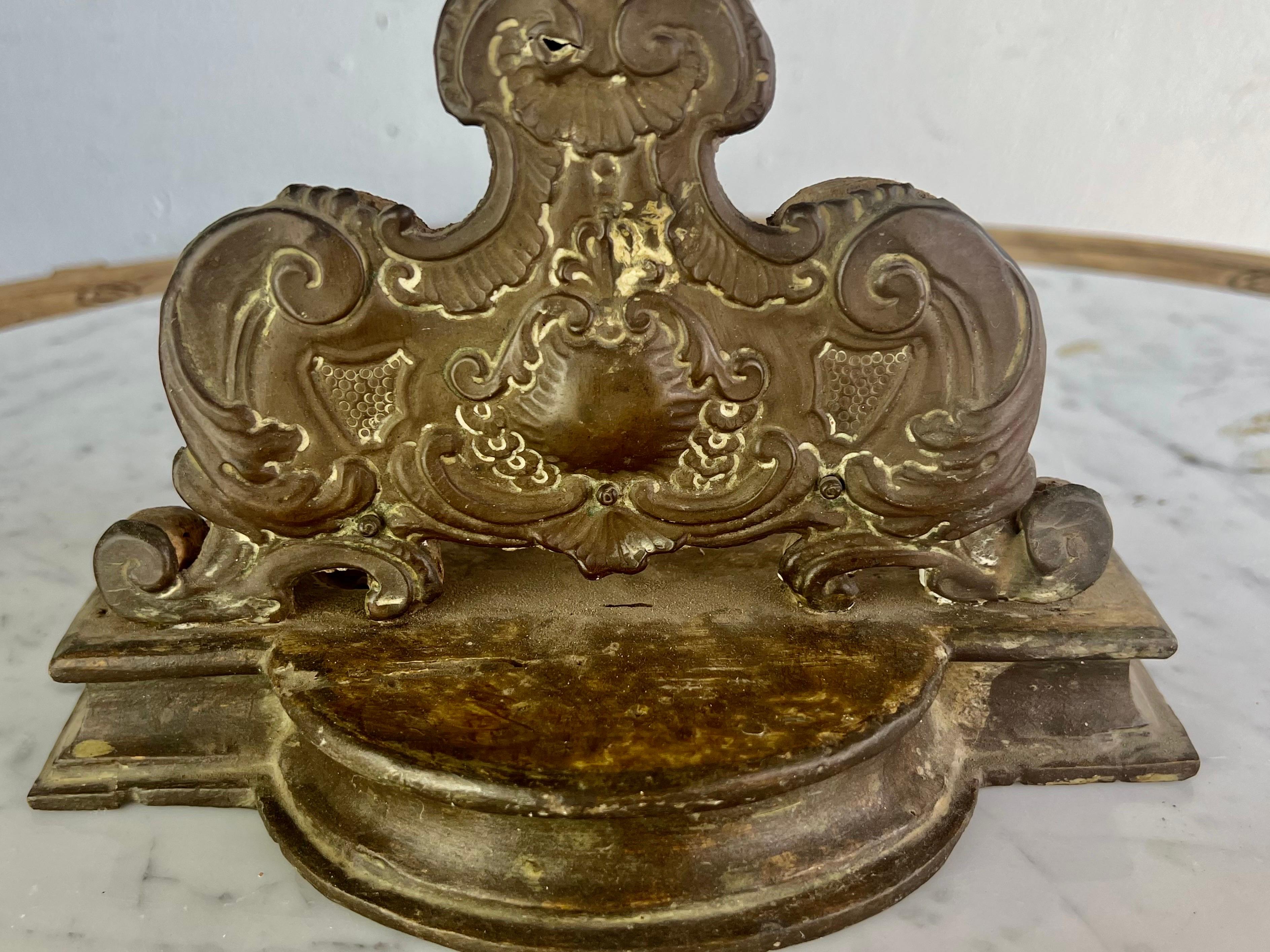 Baroque 19th C. Italian Wood & Metal Embossed Relicquary For Sale