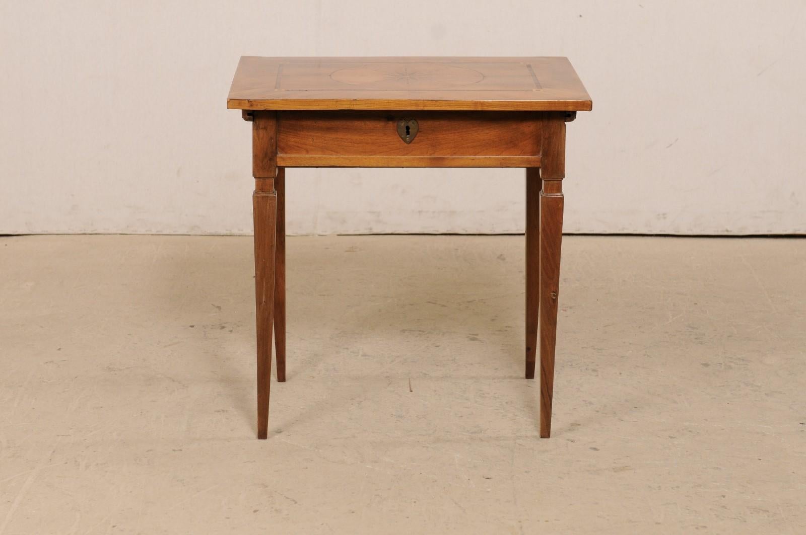 19th C. Italian Writing Desk w/Decorative Inlay & Sliding Top for Hidden Storage For Sale 5
