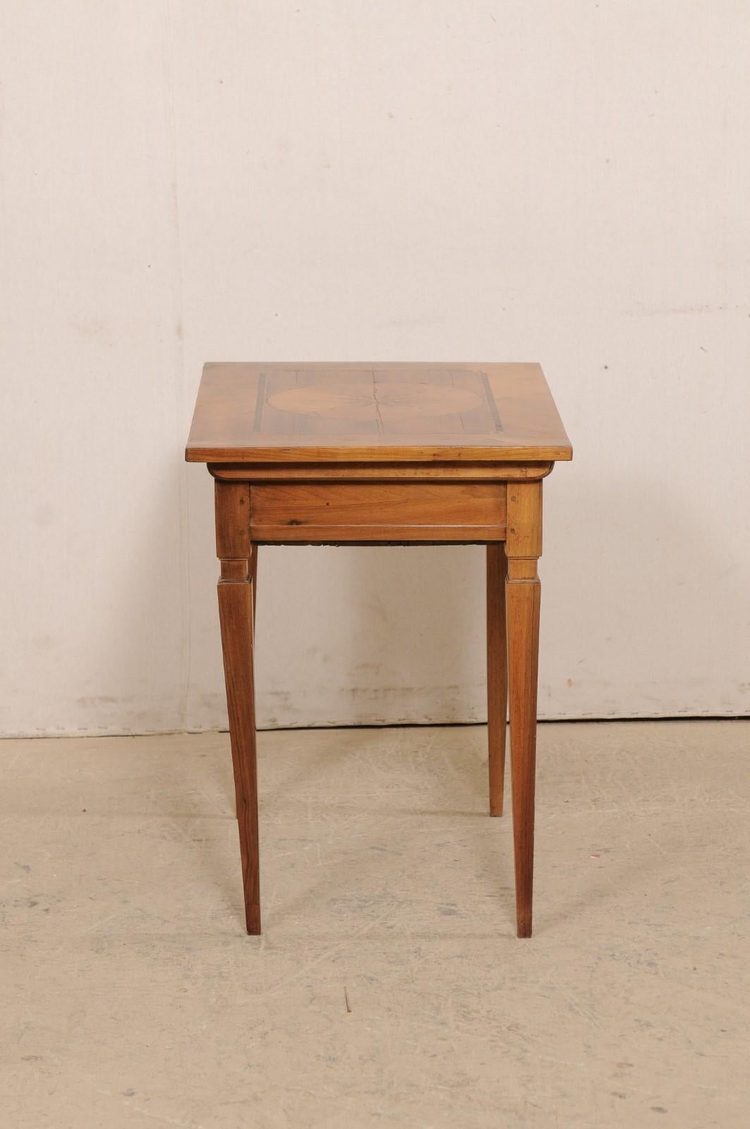 19th C. Italian Writing Desk w/Decorative Inlay & Sliding Top for Hidden Storage For Sale 1