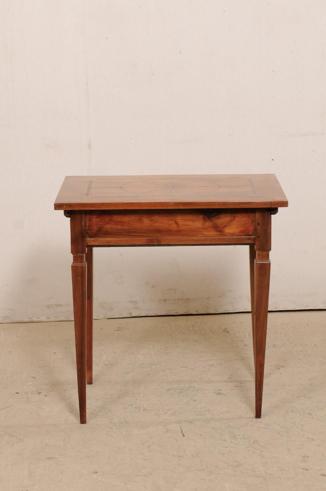 19th C. Italian Writing Desk w/Decorative Inlay & Sliding Top for Hidden Storage For Sale 2