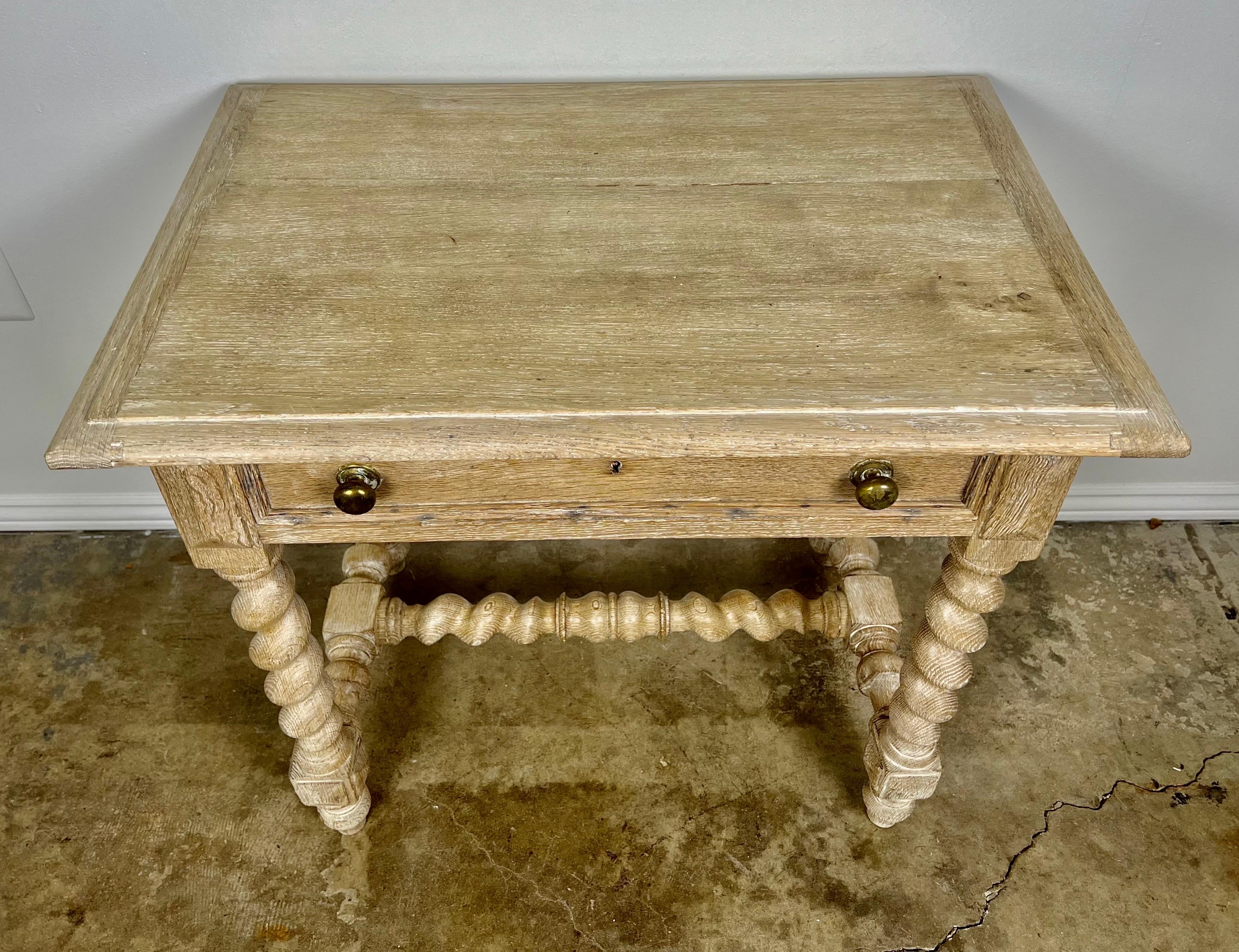 Bleached 19th Century Jacobean Style Table with Drawer For Sale