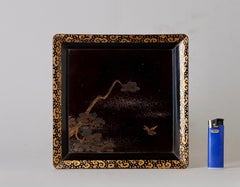 19th C. Japanese Lacquered Tray with Makie Design, Late Edo