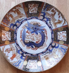 19th Century Japanese Meiji Period Imari Charger with Dragon Motif