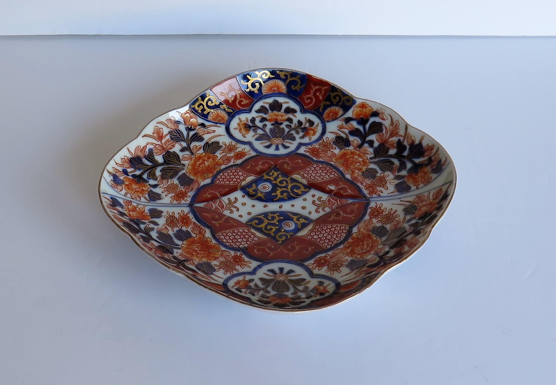 19th Century Japanese Porcelain Dish Finely Hand Painted Imari Design, Meiji Signed to Base