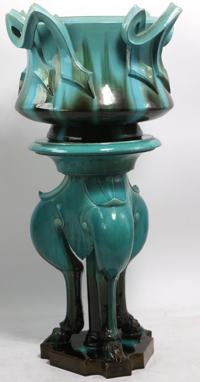 Aesthetic Movement 19th Century Jardinière and Pedestal by Clement Messier