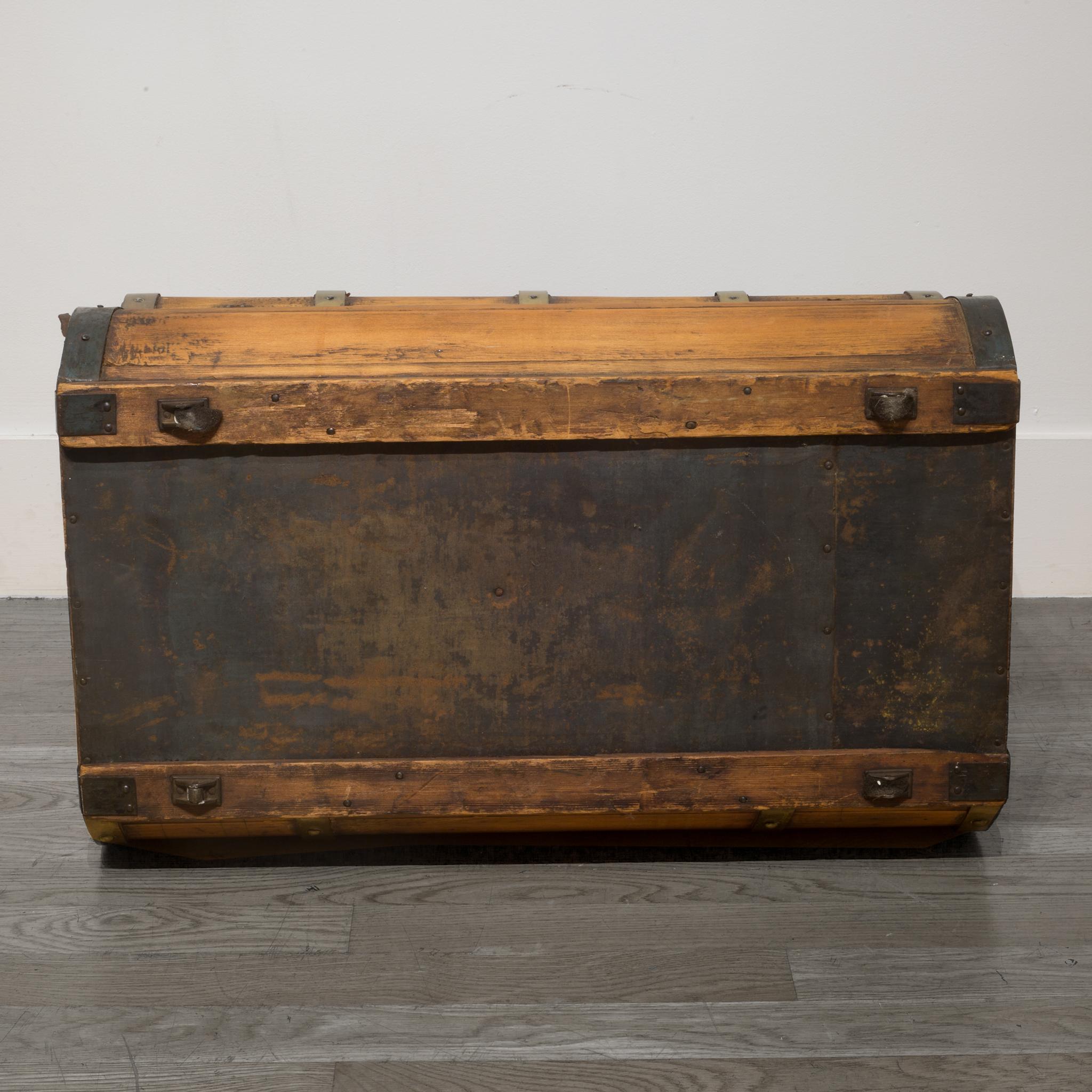 19th Century Jenny Lind Wood and Brass Dome Stagecoach Trunk, circa 1850-1860 2