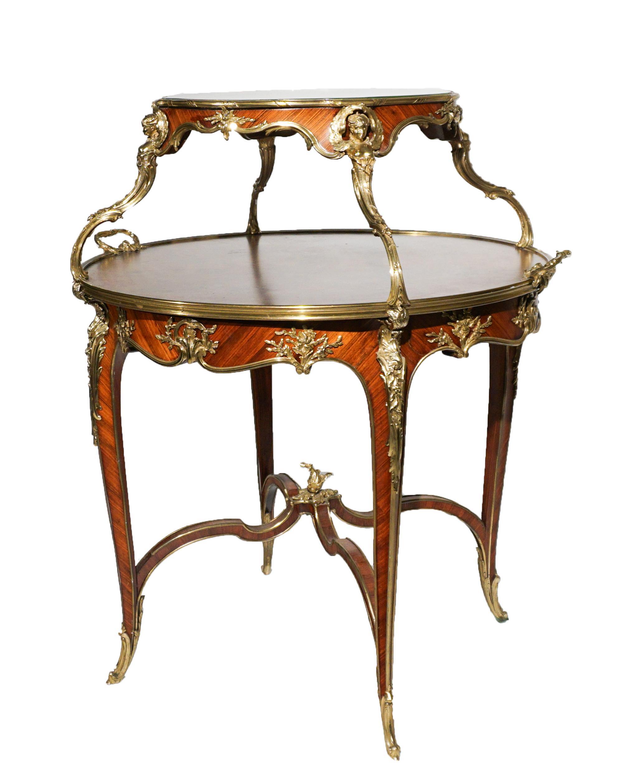 19th C. Joseph E. Zwiemer Kingwood, Satine and Bois de Bout Marquetry Tea Table For Sale 6